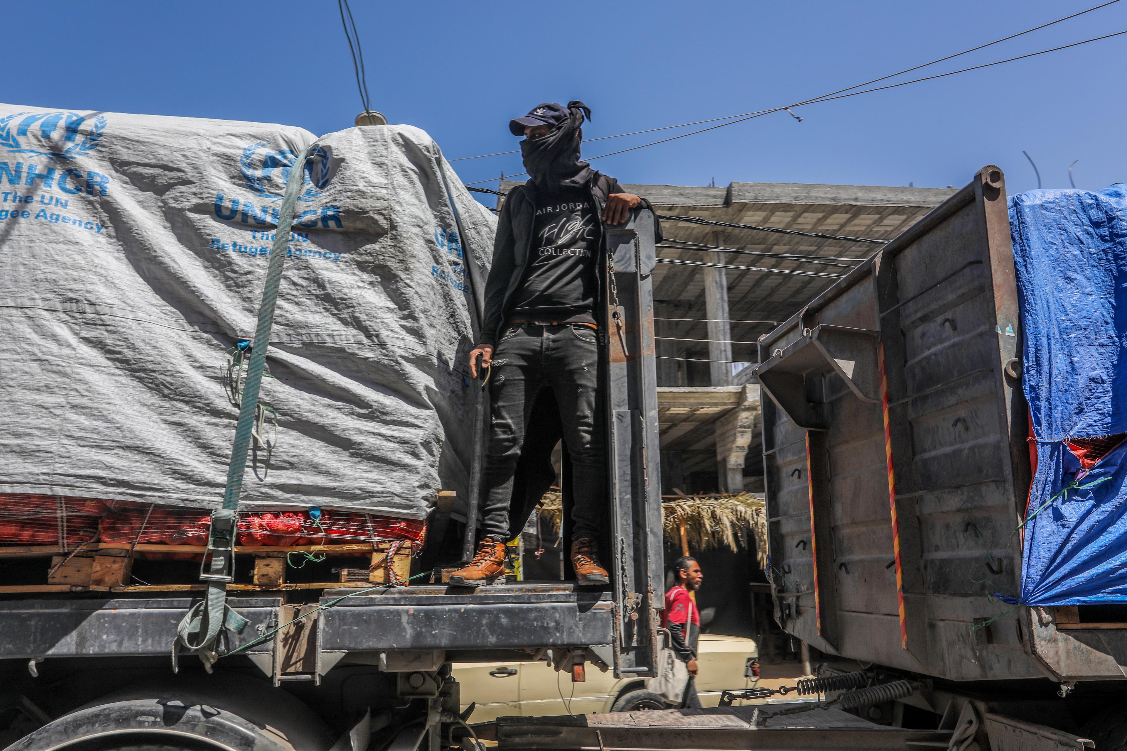 Trucks from Kerem Shalom crossing.