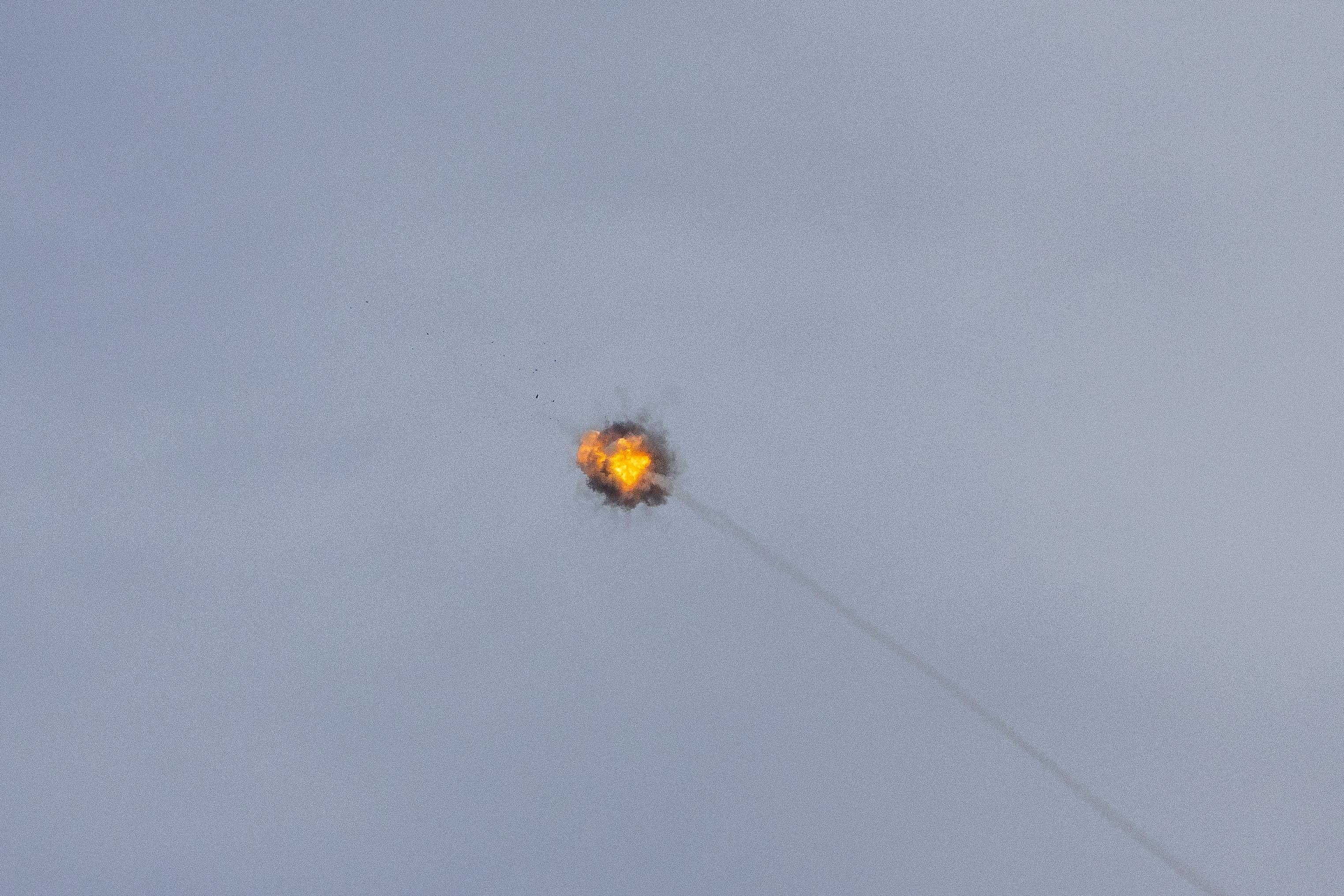 Intercepted rocket. Illustration.