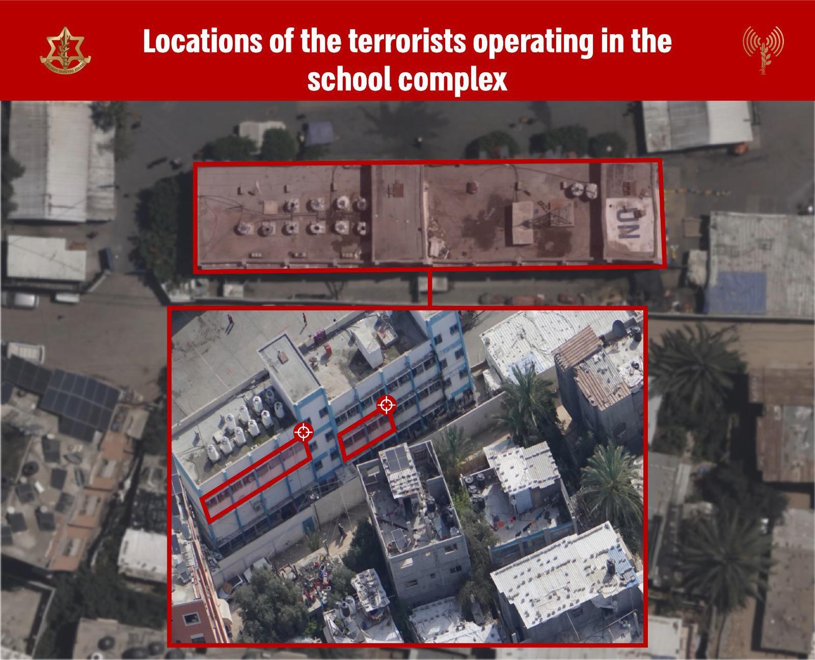 Locations of the terrorist base inside an UNRWA school. Locations of the terrorist base inside an UNRWA school.