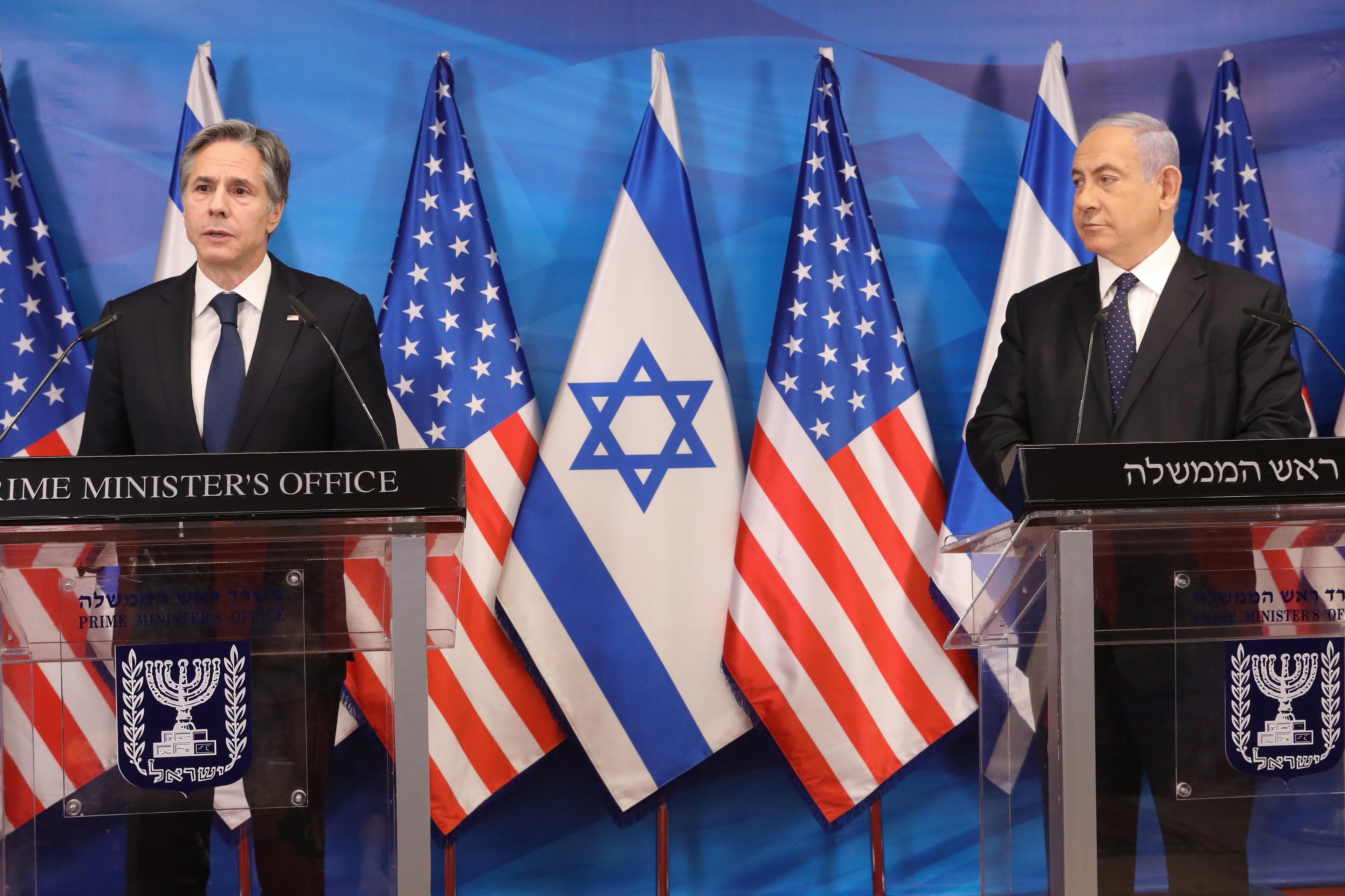 Blinken and Netanyahu. Blinken and Netanyahu.