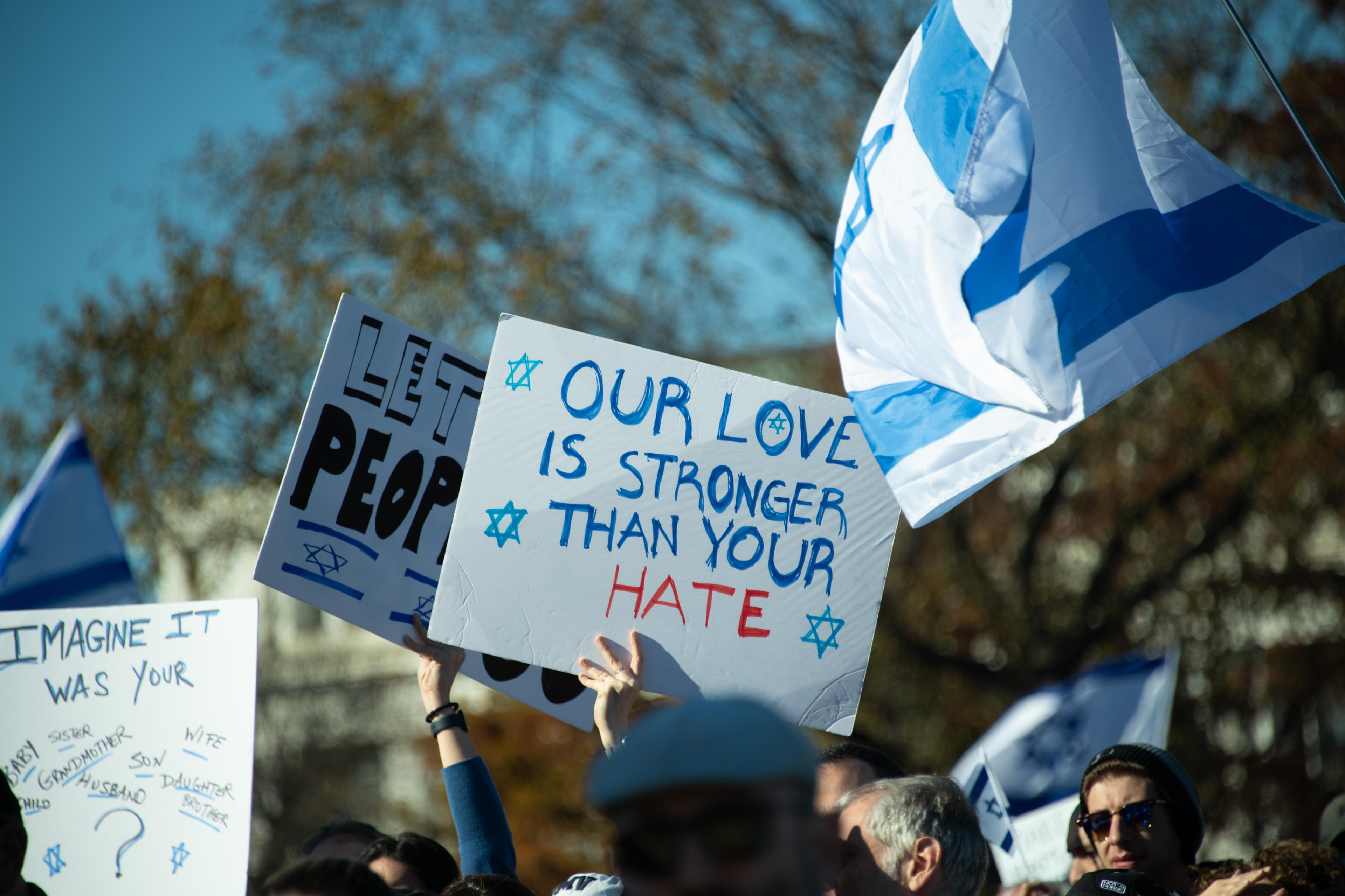 Pro-Israel demonstrator signs
