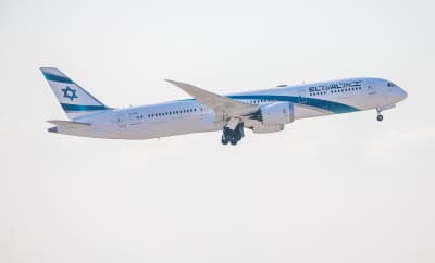 An El Al flight takes off at the Ben Gurion International Airport, outside of Tel Aviv.
