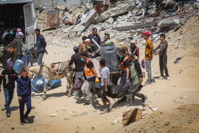 Palestinians in Khan Younis, in the southern Gaza Strip. 