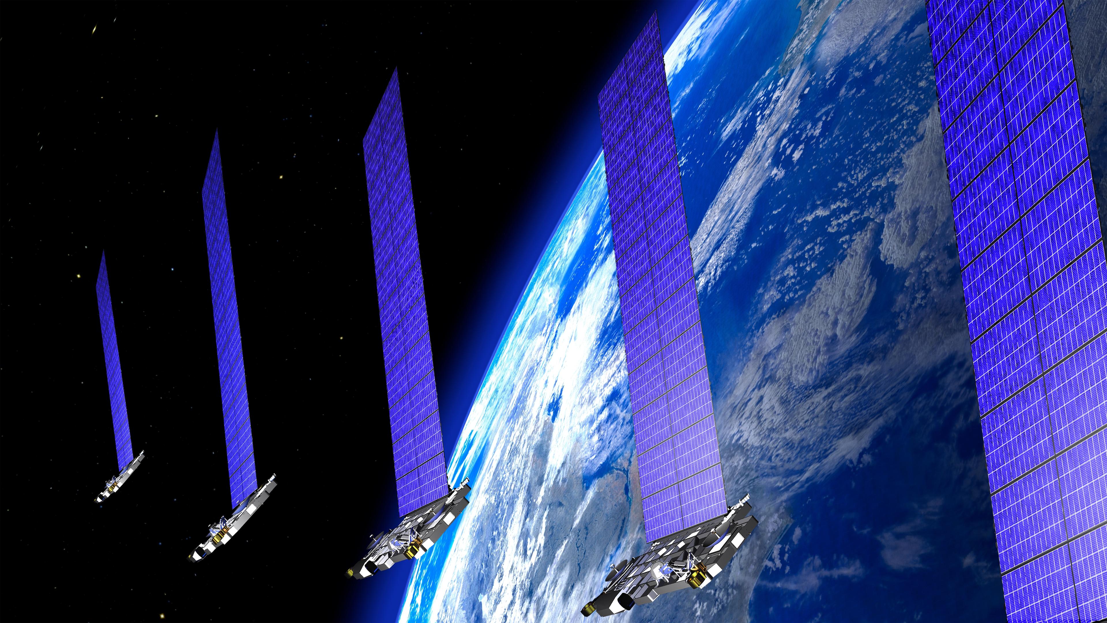 Internet broadcast satellite train around the earth 
