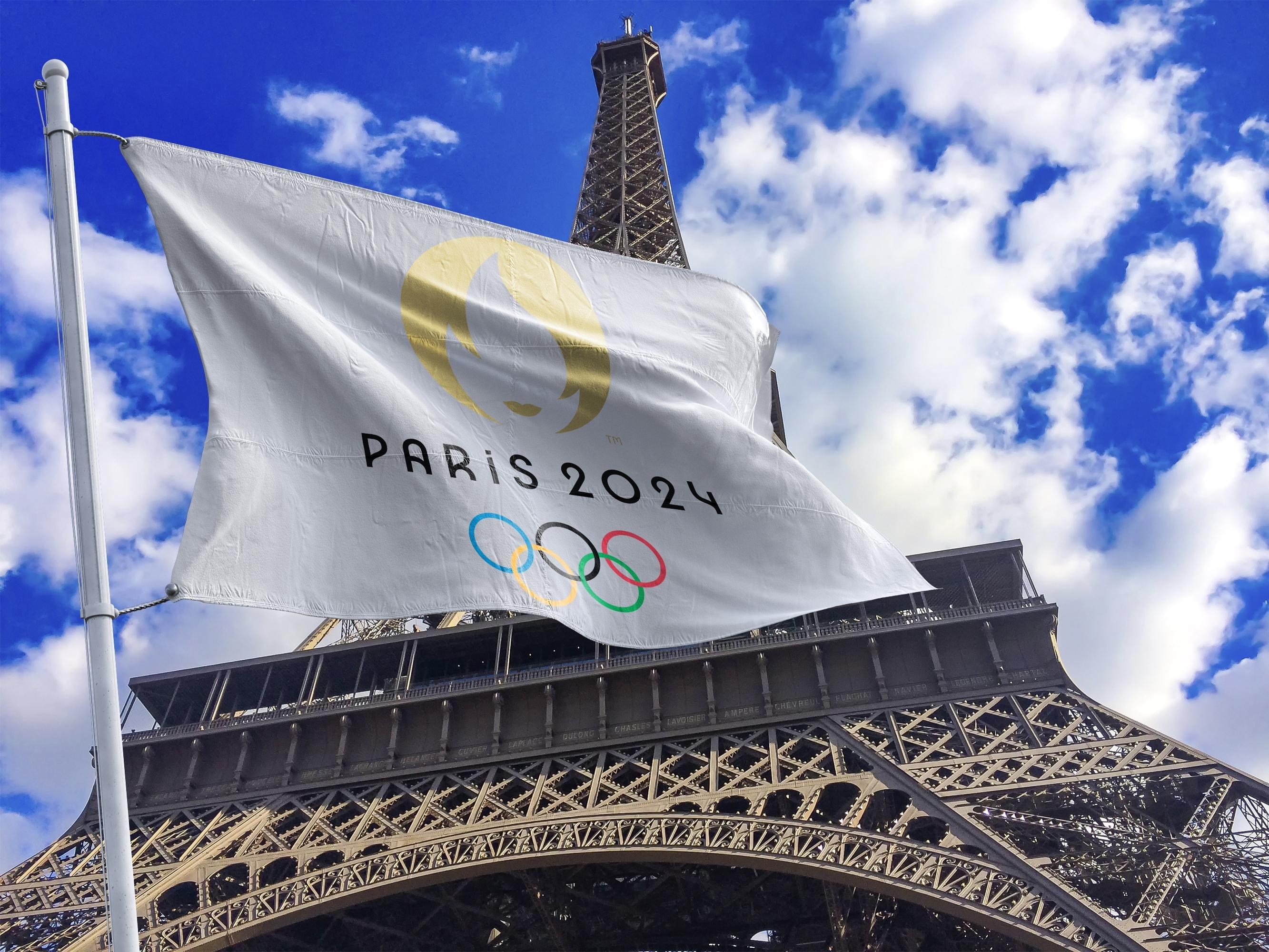 View of flag of Olympics Games, Paris 2024 View of flag of Olympics Games, Paris 2024