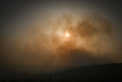 Israeli firefighters try to extinguish a fire after missiles launched from Lebanon hit open areas in the Golan Heights, Northern Israel, on July 3, 2024. Israeli firefighters try to extinguish a fire after missiles launched from Lebanon hit open areas in the Golan Heights, Northern Israel, on July 3, 2024.
