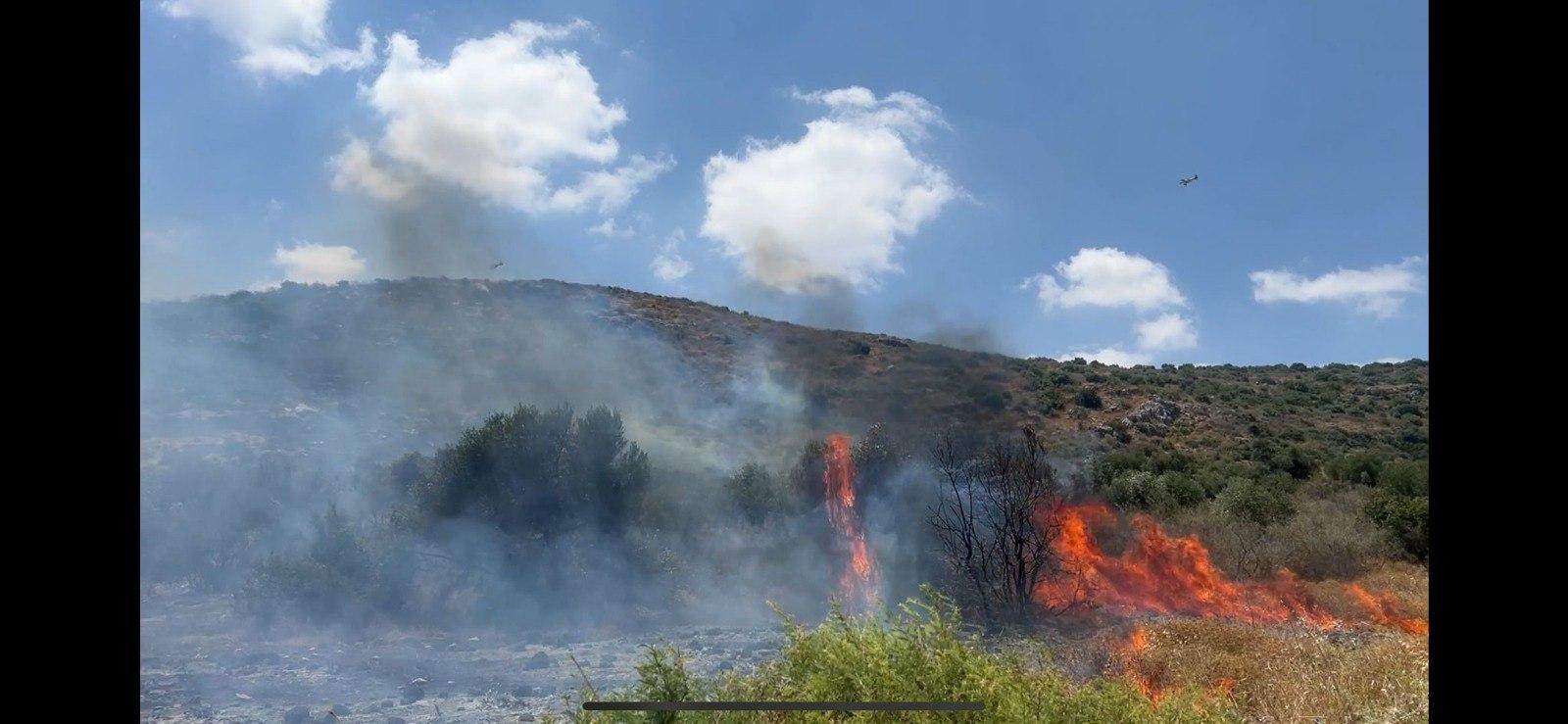 Fires caused by Hezbollah rockets.