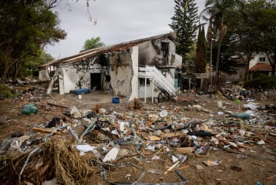 The house where the remains of 12-year-old Liel Hetzroni found in Kibbutz Be'eri, near the Israeli-Gaza border The house where the remains of 12-year-old Liel Hetzroni found in Kibbutz Be'eri, near the Israeli-Gaza border