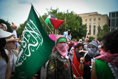 Pro-Palestinian protesters demonstrate against Prime Minister Benjamin Netanyahu and the State of Israel outside the U.S. Congress, on Capitol Hill in Washington, July 24, 2024. Pro-Palestinian protesters demonstrate against Prime Minister Benjamin Netanyahu and the State of Israel outside the U.S. Congress, on Capitol Hill in Washington, July 24, 2024.