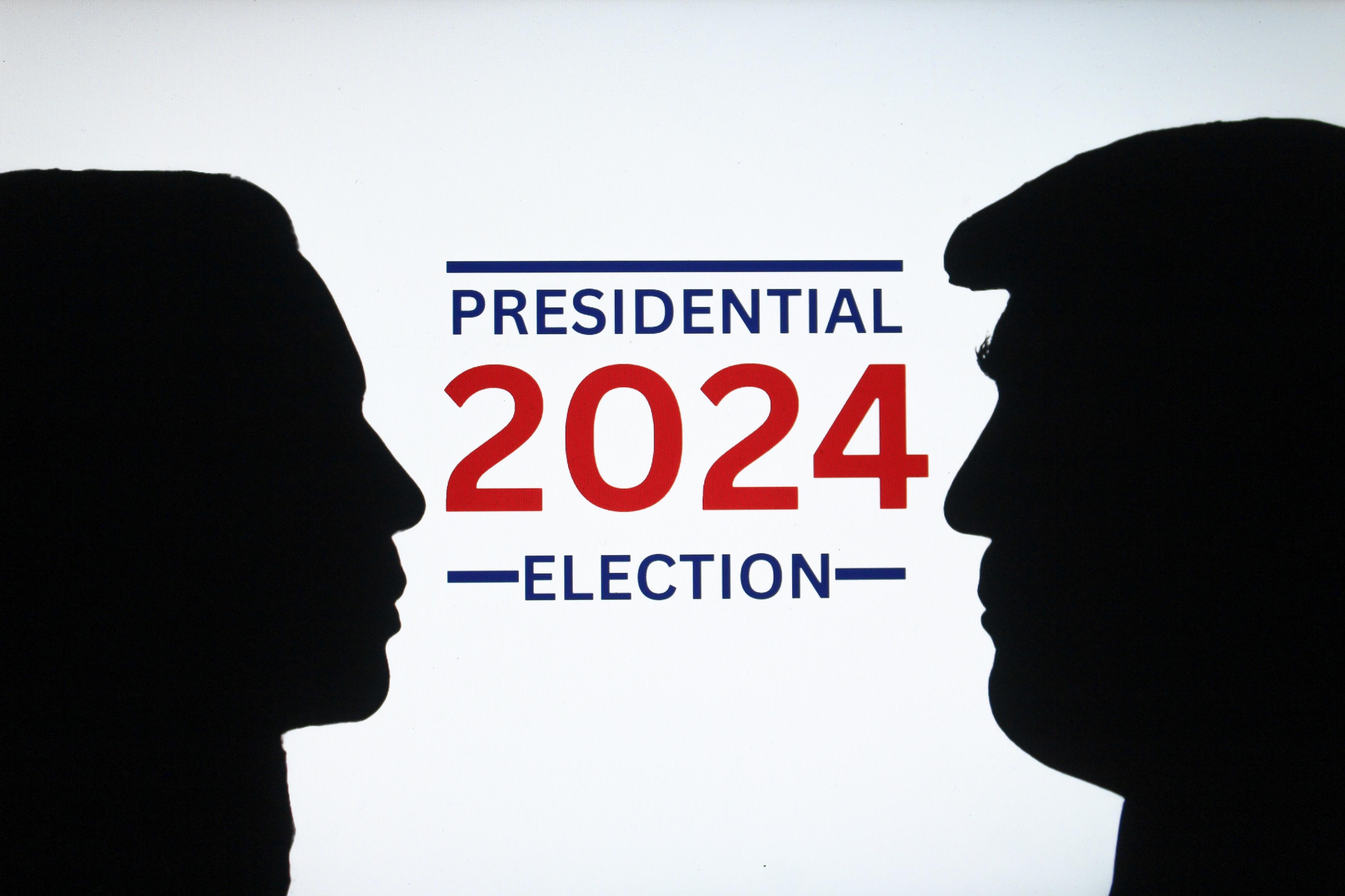 Silhouettes of ex-president Donald Trump and vice president Kamala Harris Silhouettes of ex-president Donald Trump and vice president Kamala Harris