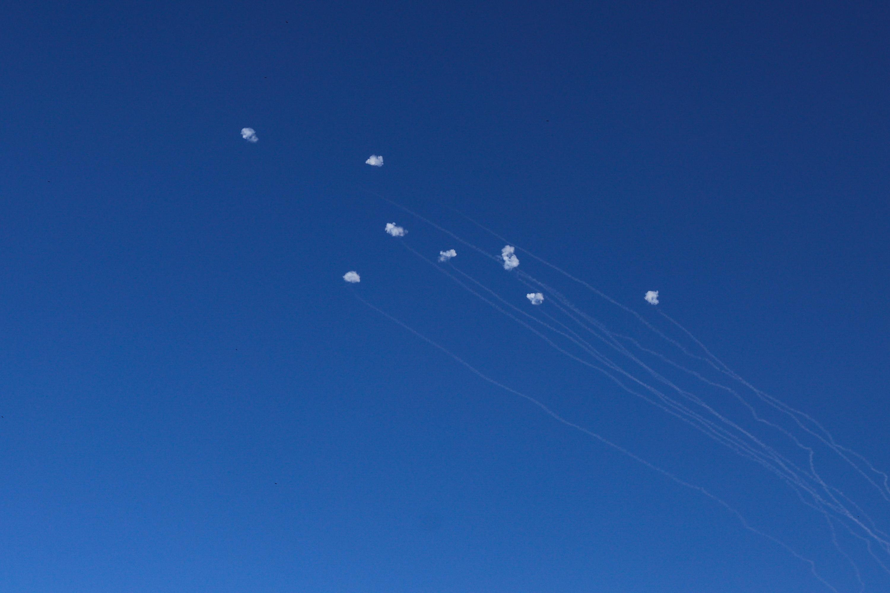 An Israeli anti missile system intercept missiles fired from Lebanon as it seen from Jish, on September 29, 2024. An Israeli anti missile system intercept missiles fired from Lebanon as it seen from Jish, on September 29, 2024.