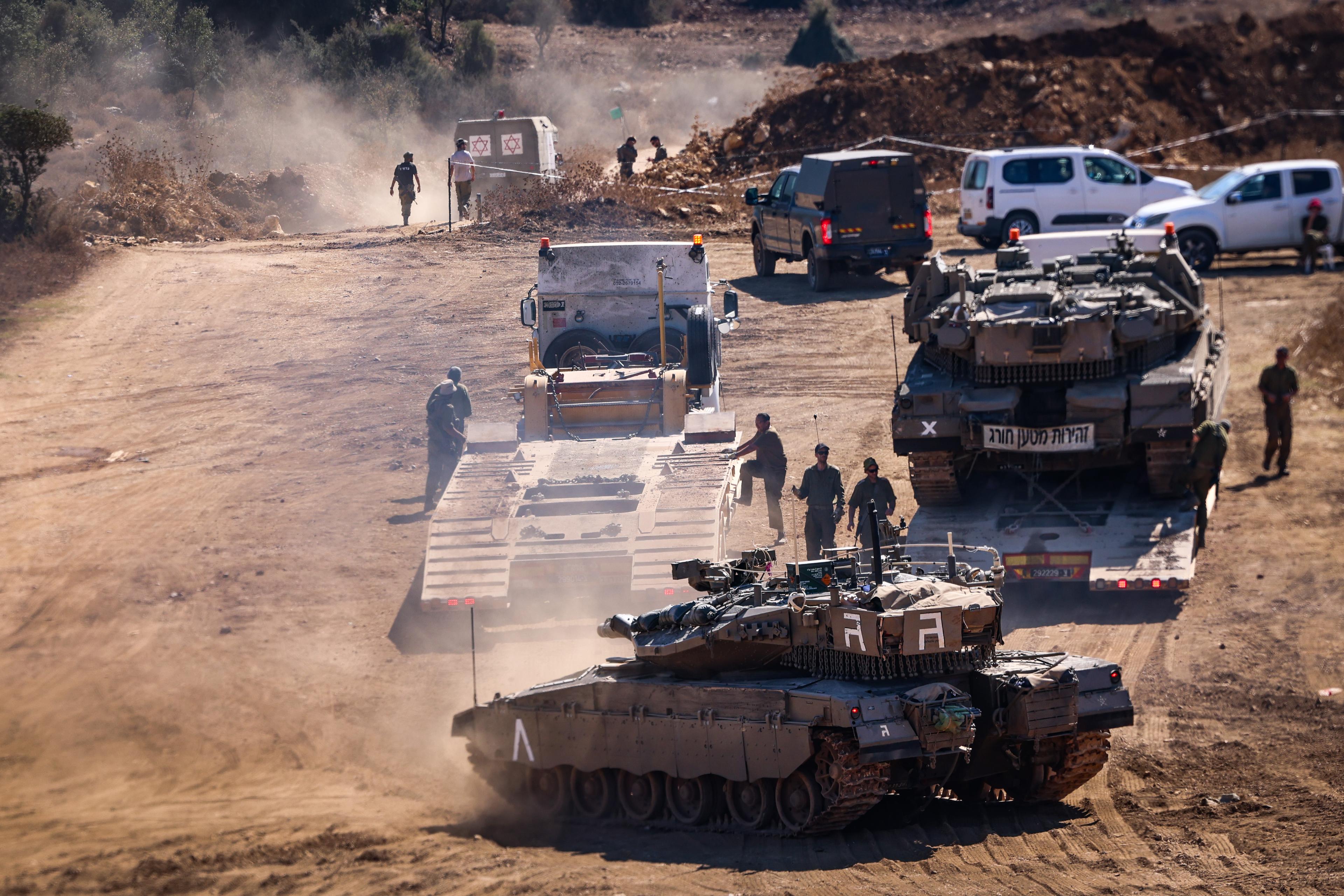 sraeli soldiers seen at a staging area near the Israeli border with Lebanon, September 29, 2024. sraeli soldiers seen at a staging area near the Israeli border with Lebanon, September 29, 2024.