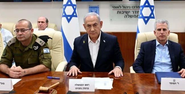 Netanyahu during cabinet meeting following the Iran attack