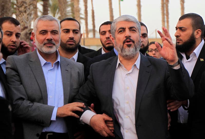 Ismail Haniyeh(on the left), Khaled Mashal.