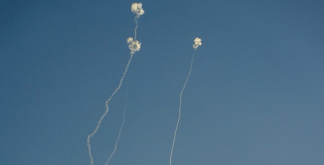 Rockets being intercepted Rockets being intercepted