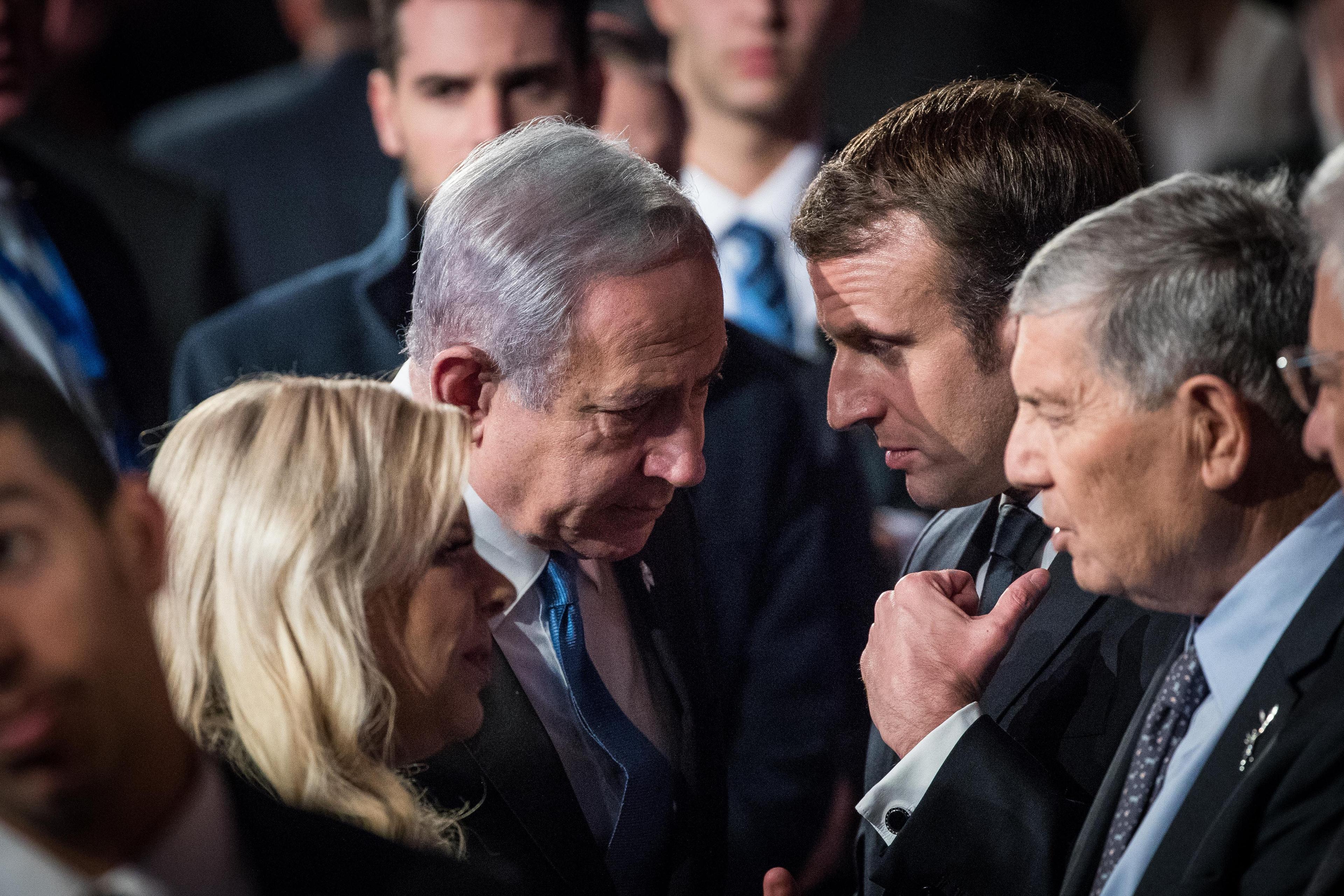 Macron and Netanyahu. Macron and Netanyahu.