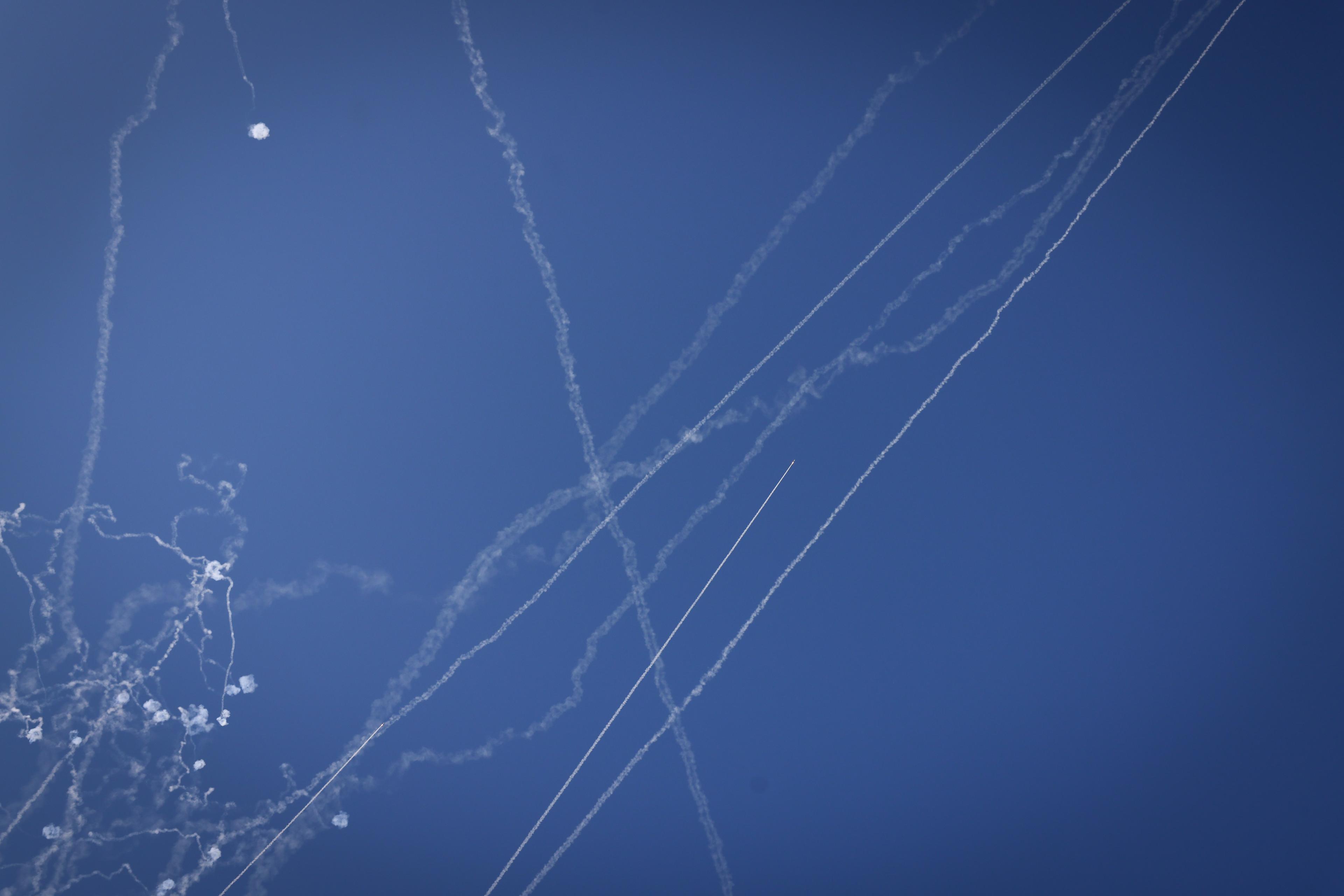 Intercepting Hezbollah rockets. Illustration. Intercepting Hezbollah rockets. Illustration.