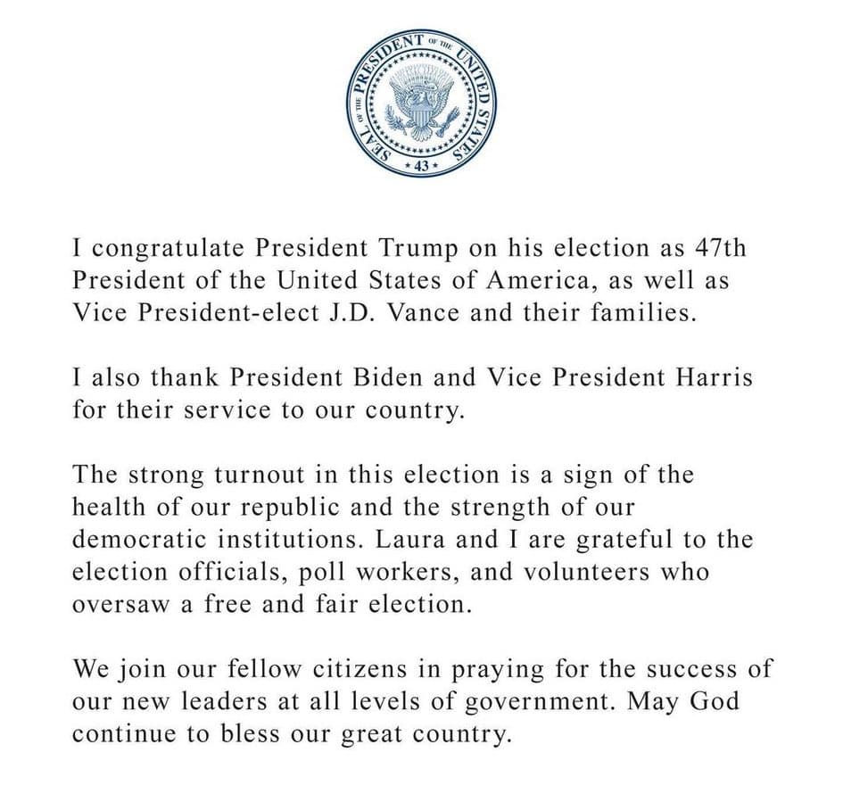 George Bush letter of congratulations. George Bush letter of congratulations.