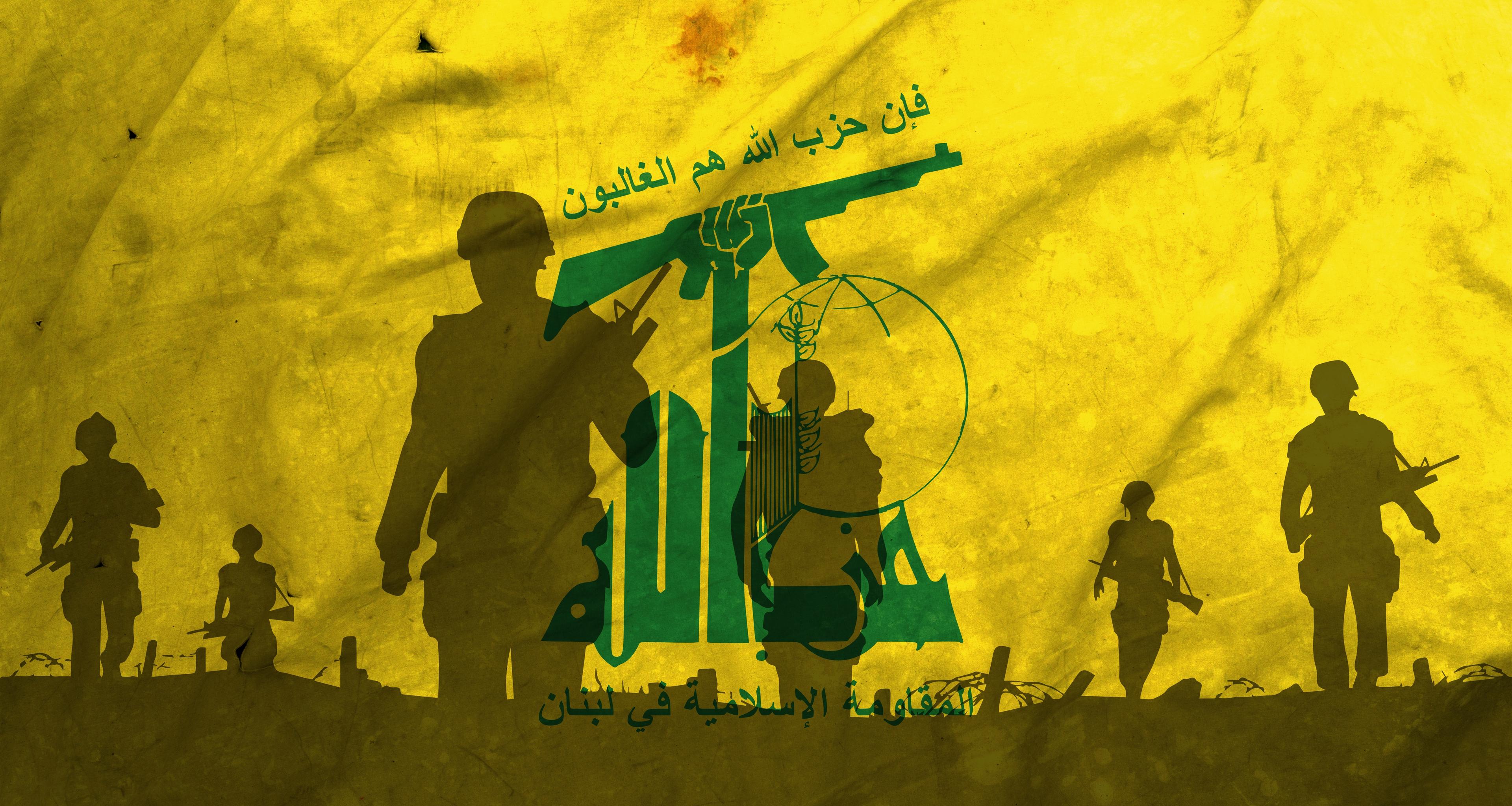 Soldiers against the background of Hezbollah. Soldiers against the background of Hezbollah.