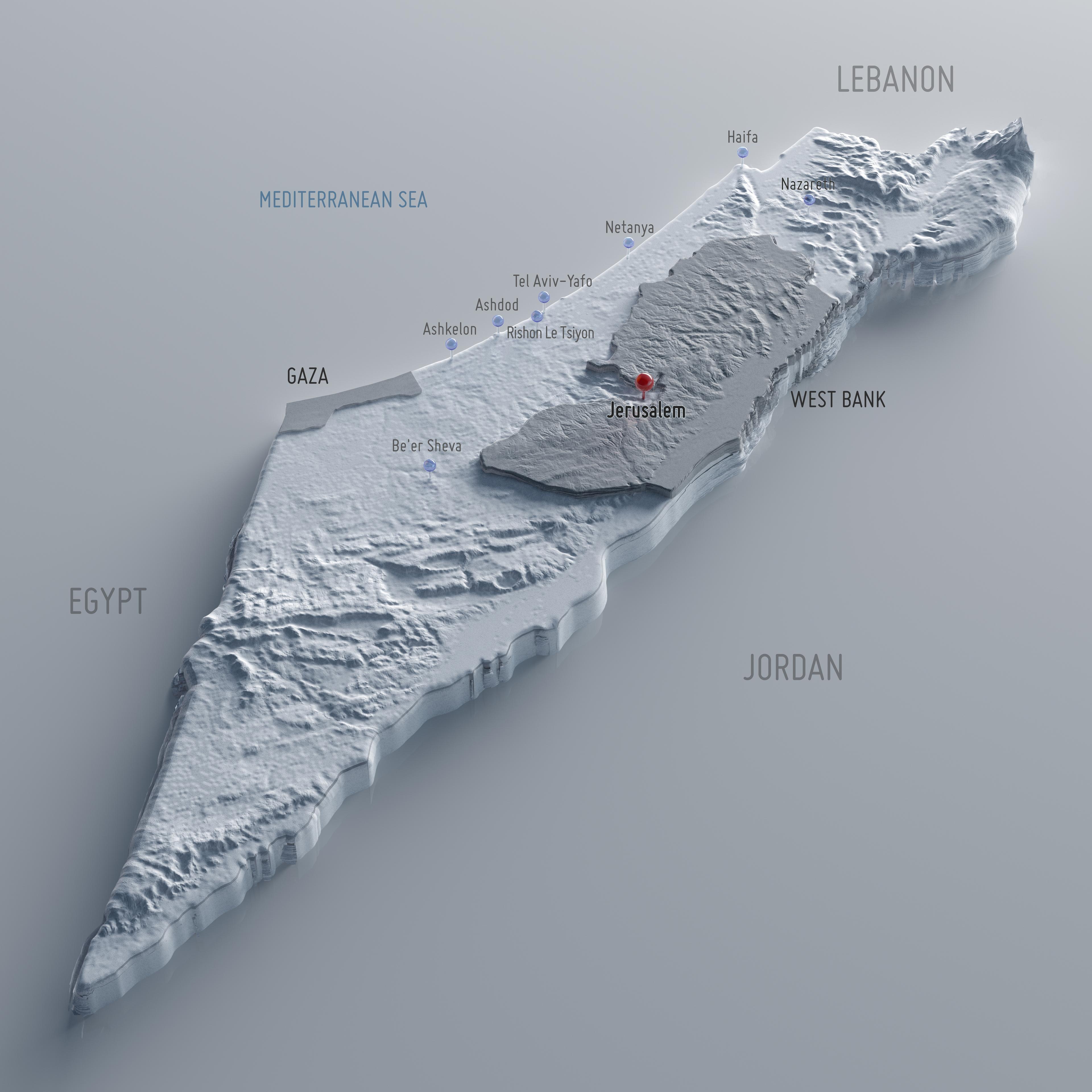 Topographic map of the Land of Israel. Topographic map of the Land of Israel.