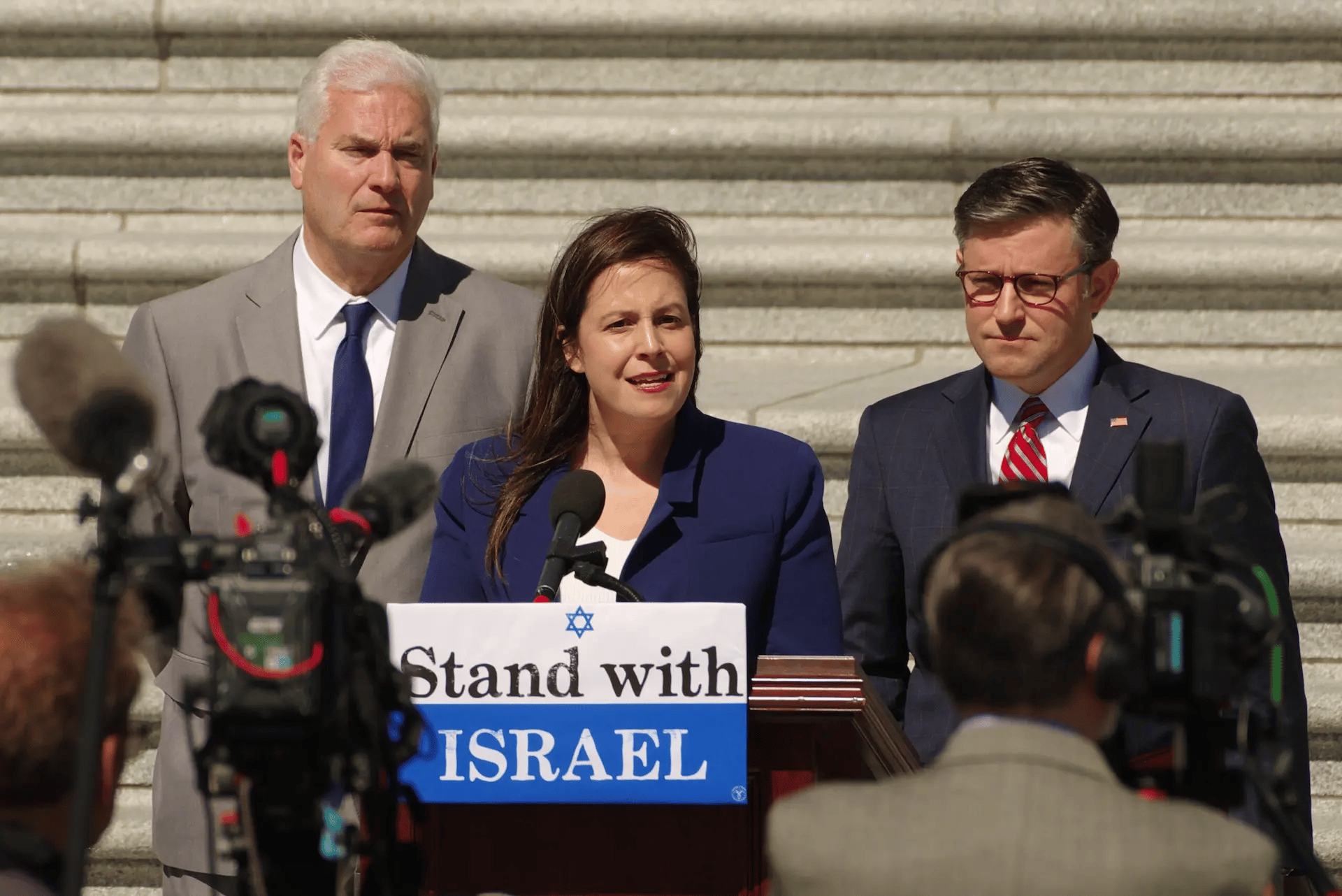Alice Stefanik speaking at pro-Israel rally