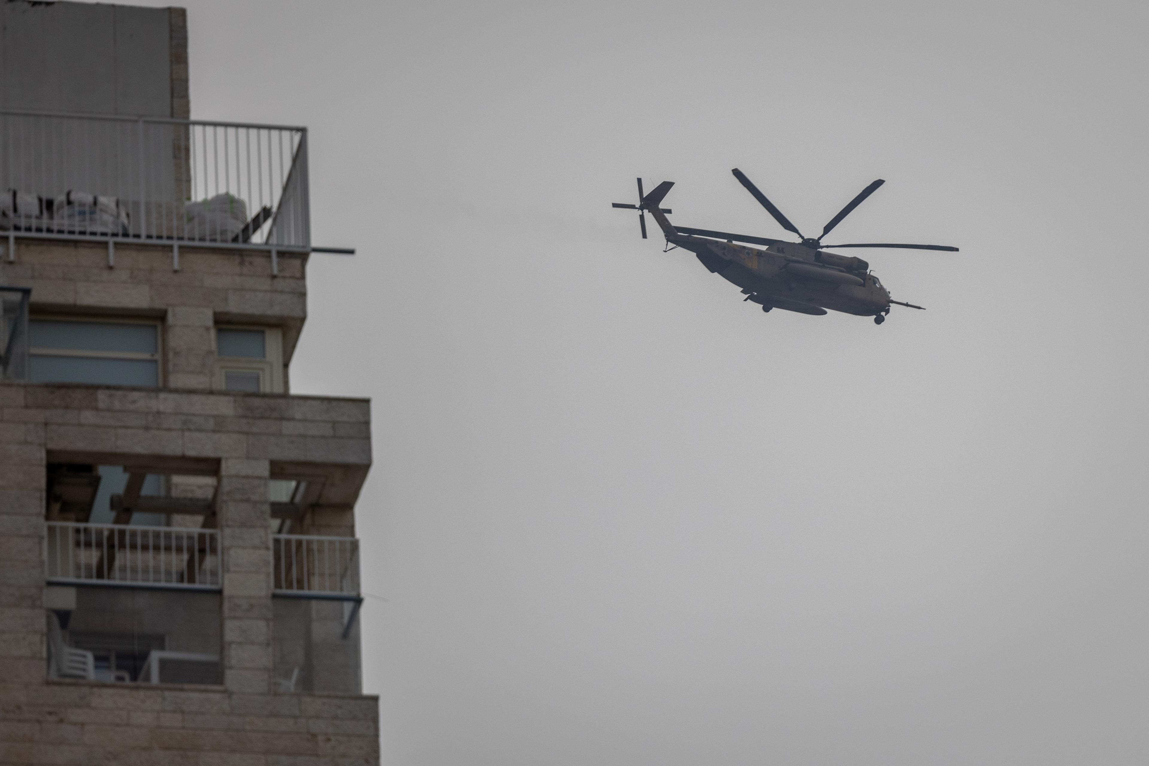 Helicopter flying over Jerusalem. Illustration. Helicopter flying over Jerusalem. Illustration.