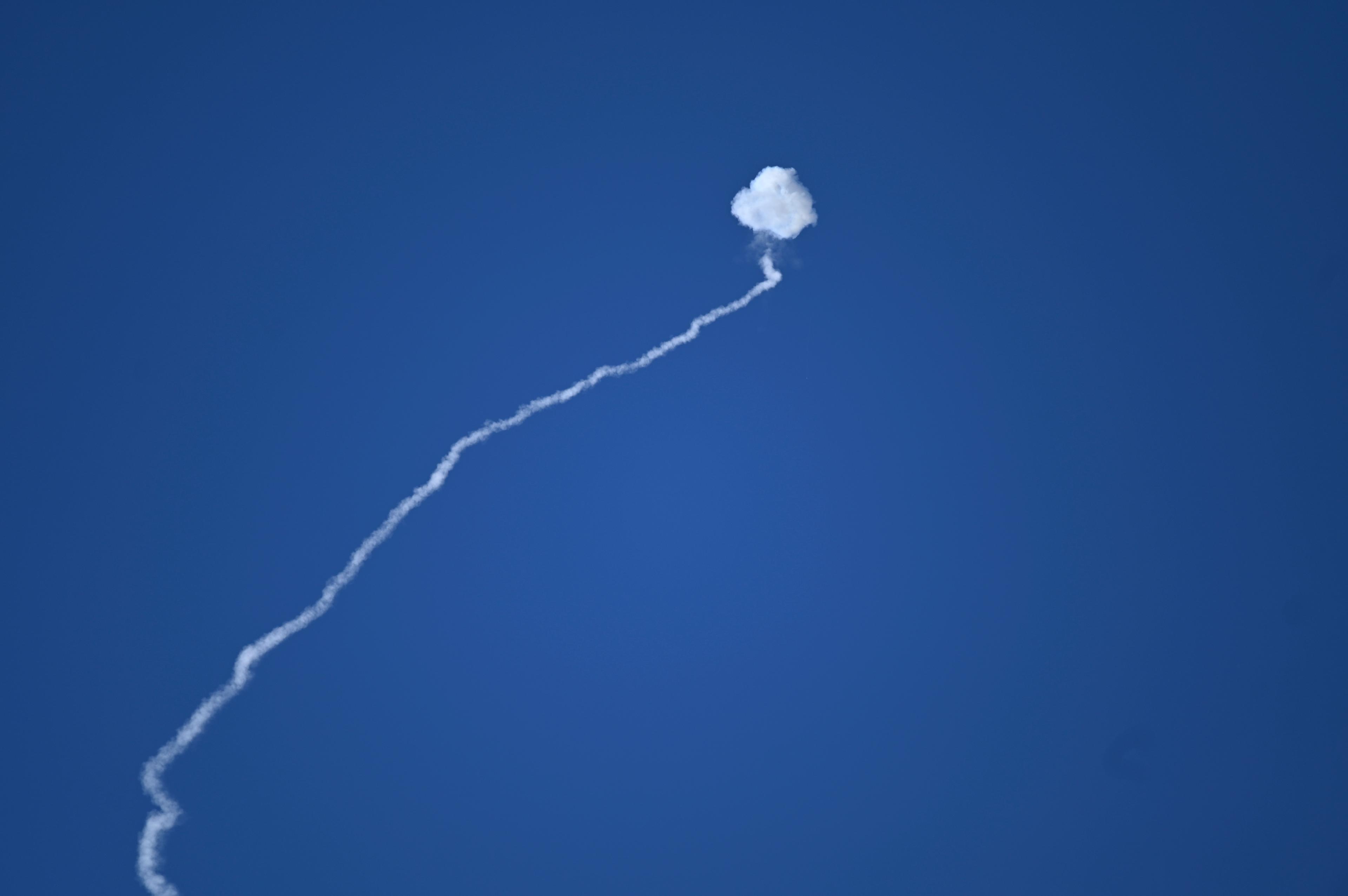 Intercepted rocket. Illustration.