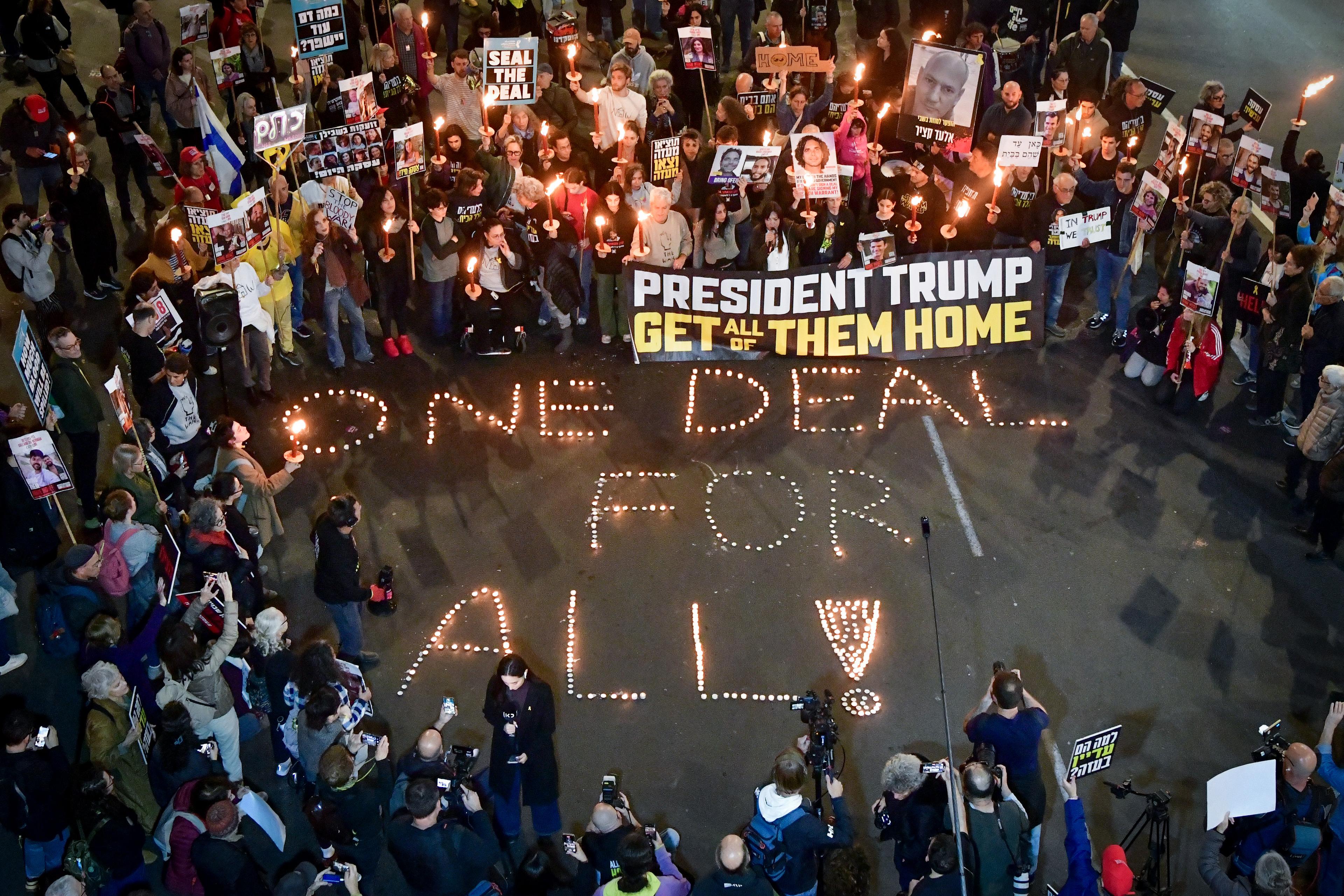 Protest for a hostage deal. Protest for a hostage deal.