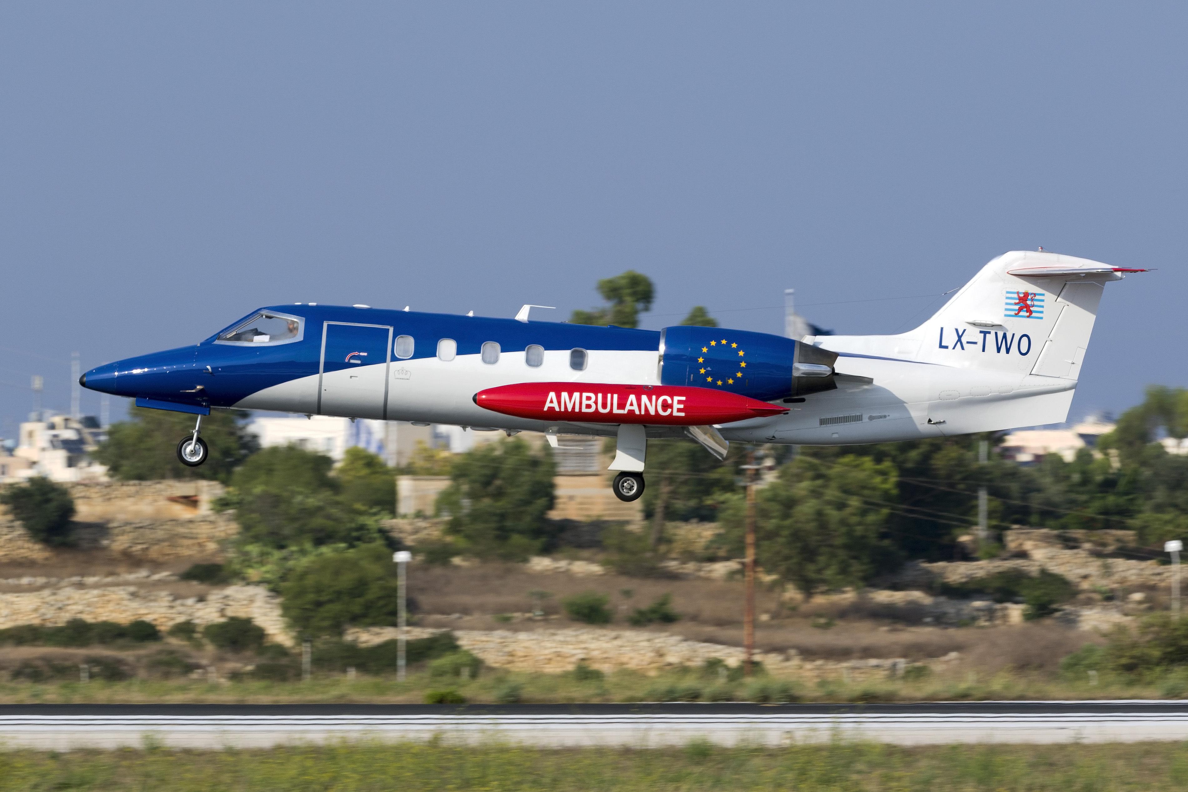  Luxembourg Air Ambulance Learjet 35A/ZR on finals for runway 31
