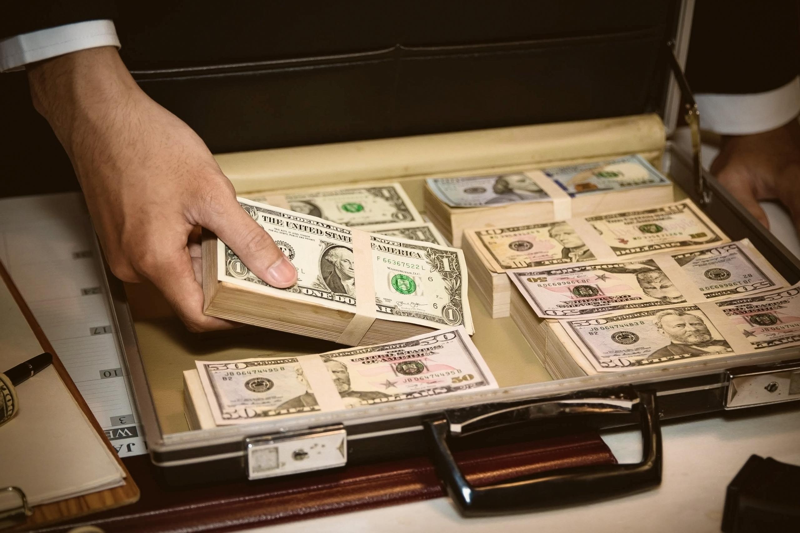 Smuggling money. Illustration.