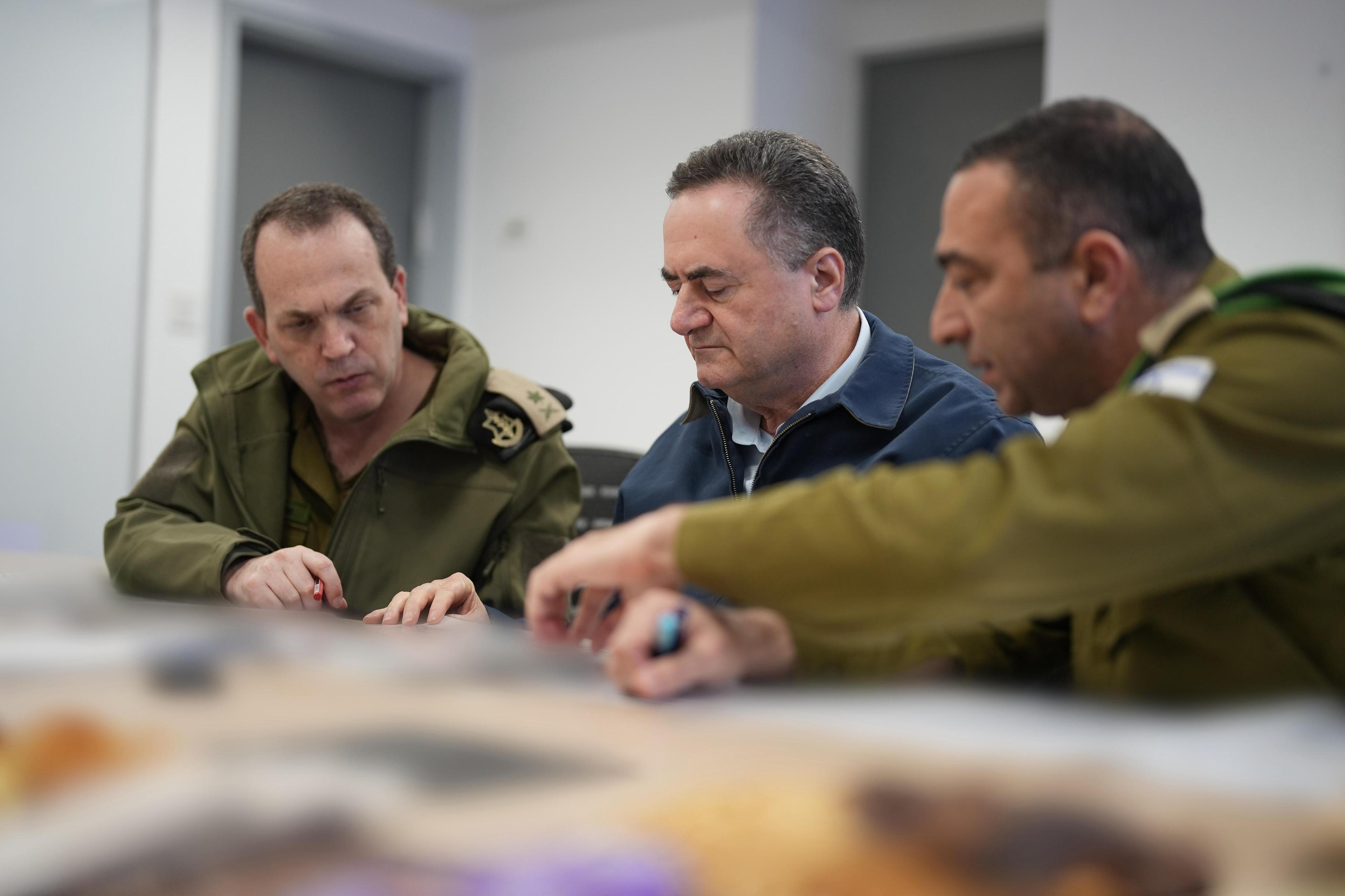 Israel Katz during the security consultation with IDF officials Israel Katz during the security consultation with IDF officials