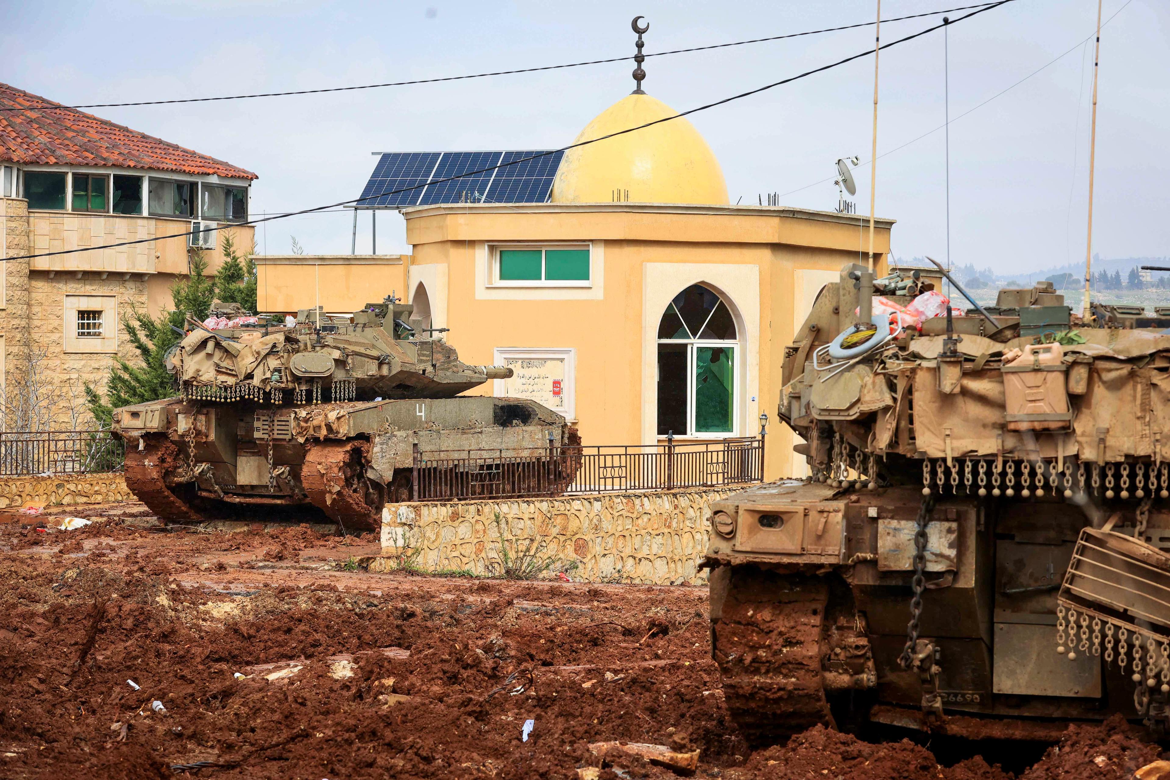IDF tanks in Mays al-Jabal, southern Lebanon.