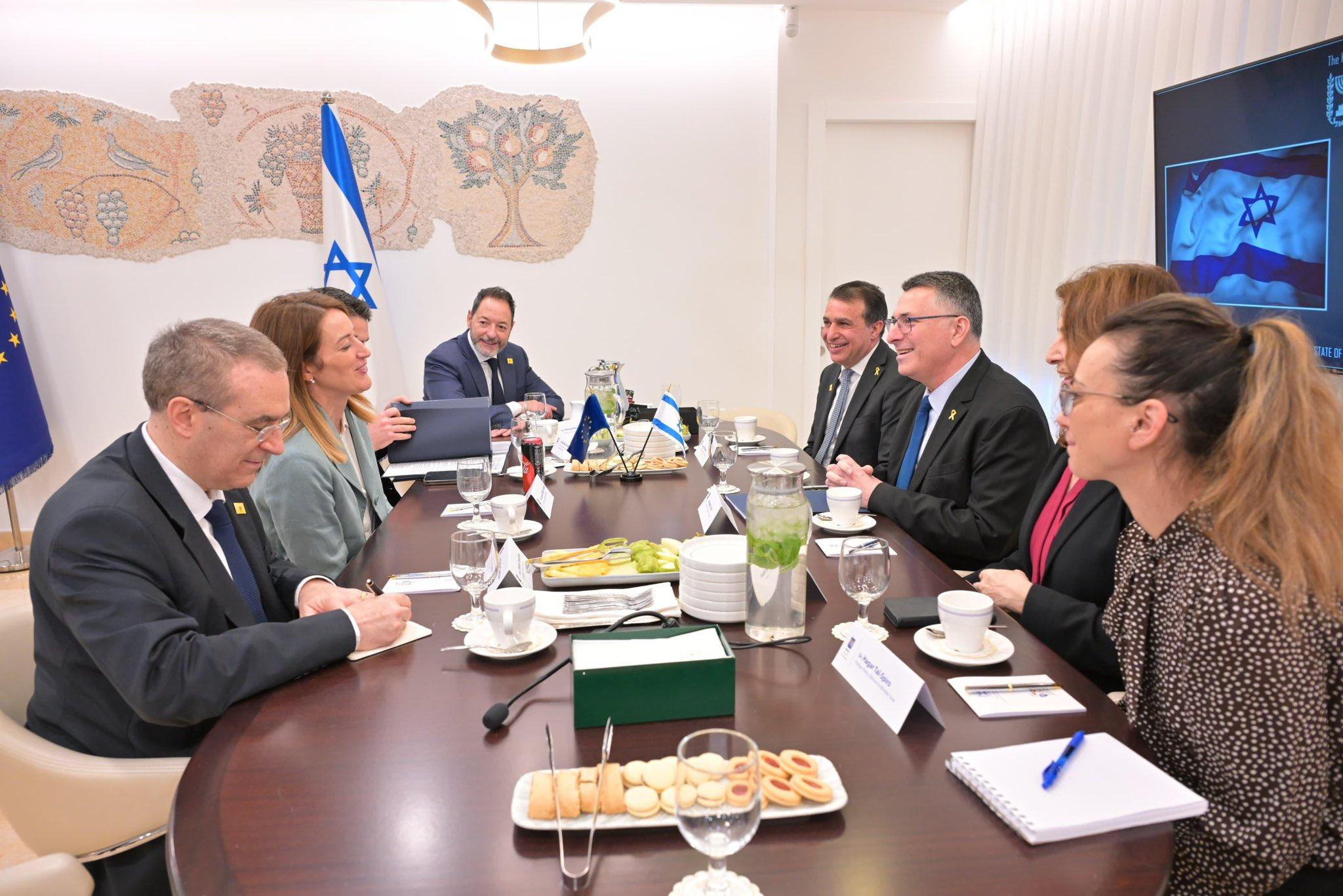 Foreign Minister Gideon Sa'ar meeting with European Parliamentary President 