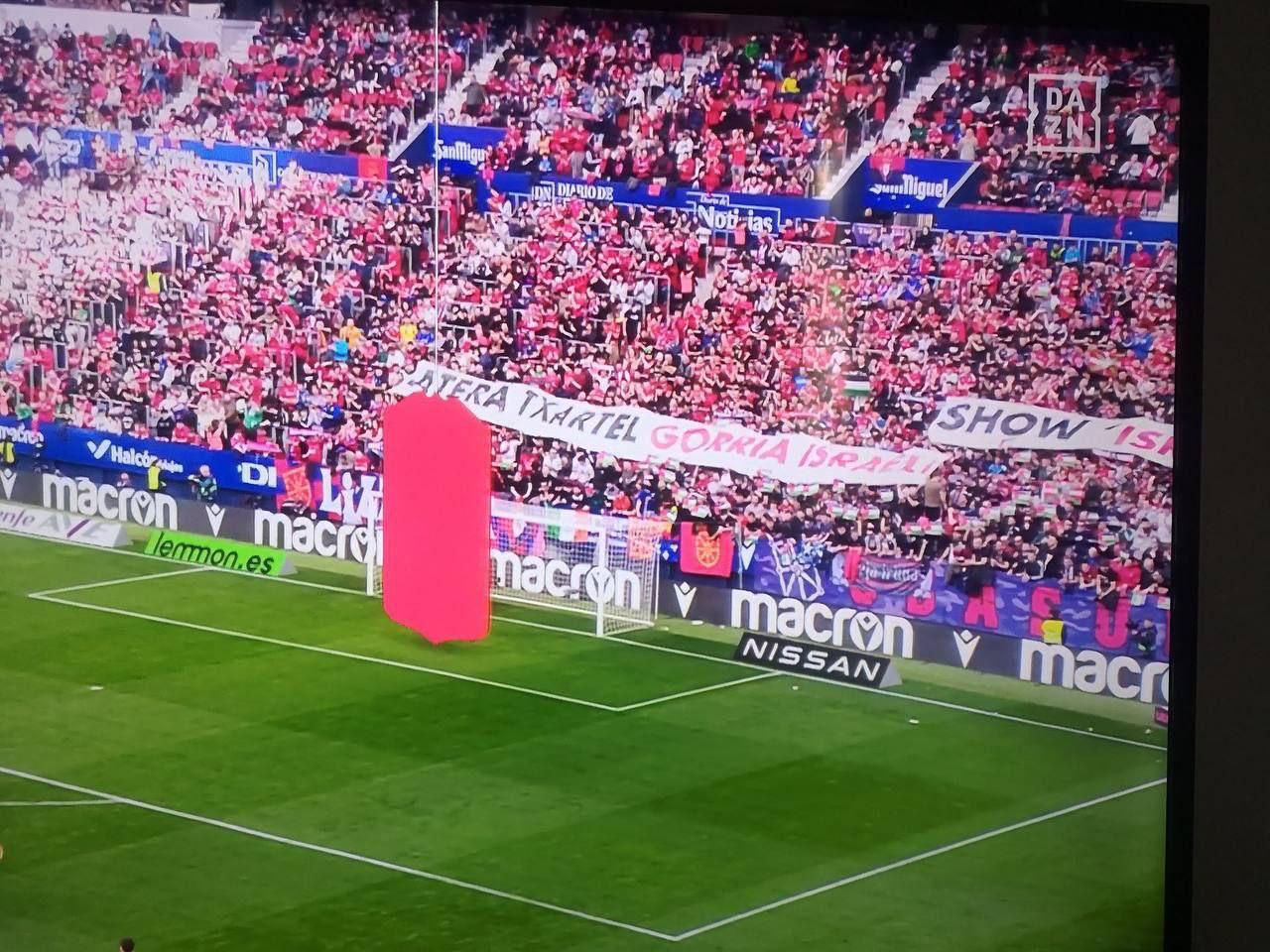 Anti-Israel banner at Spanish soccer match