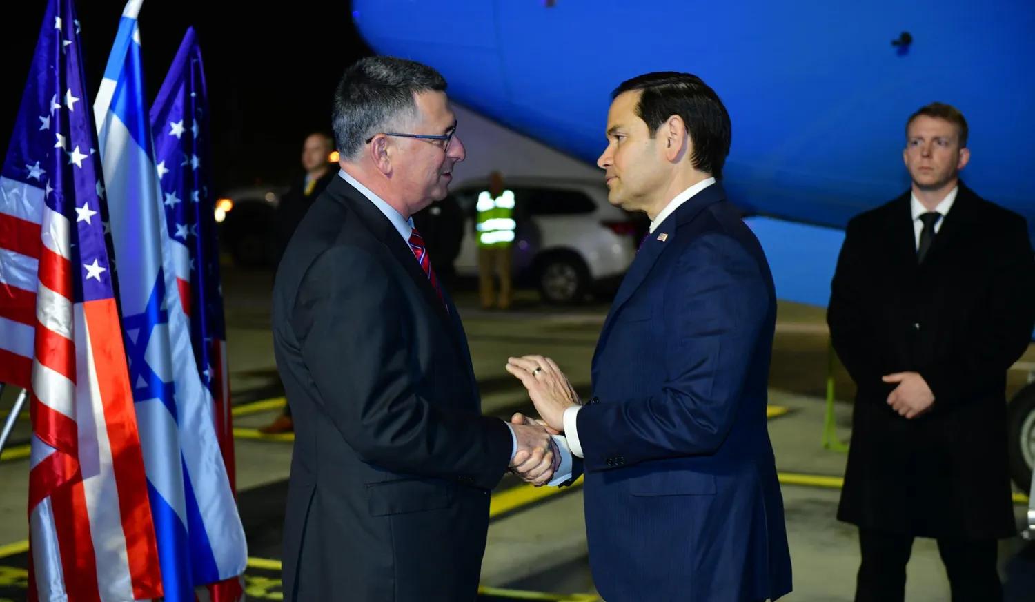Rubio and Sa'ar at Ben Gurion Airport this evening.