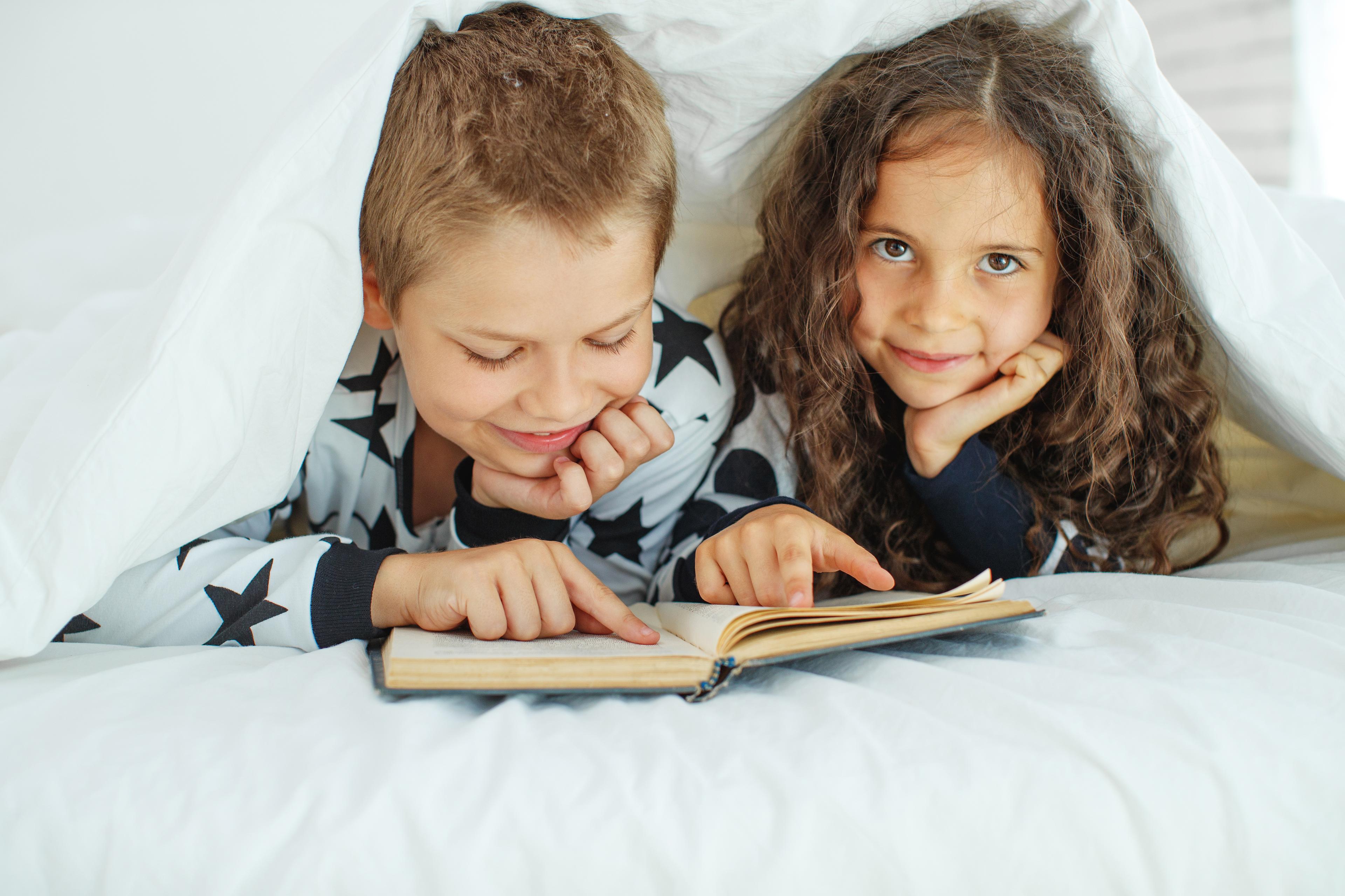 Two children at bedtime Two children at bedtime