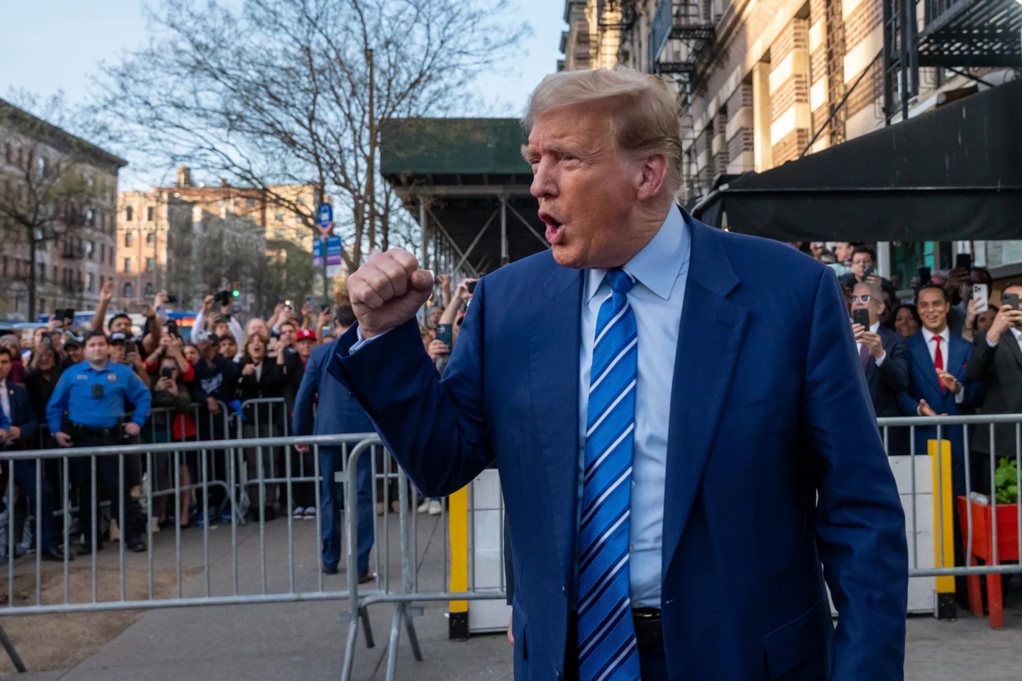 Donald Trump visits a bodega in Manhattan on April 16