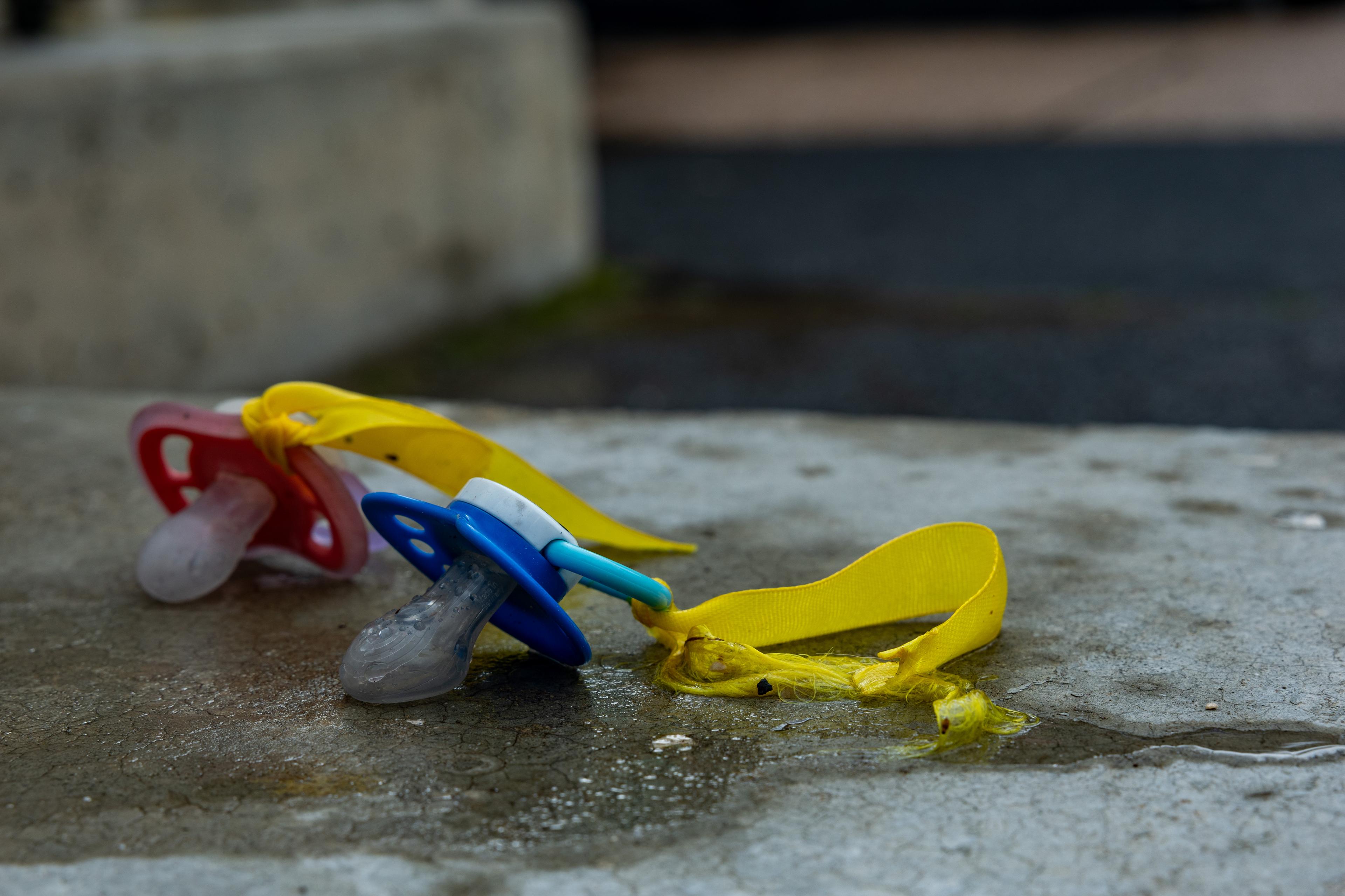 Pacifiers at Hostage square in Tel Aviv, on the day of the release of the bodies of four Israeli hostages from Hamas captivity, February 20, 2025. Pacifiers at Hostage square in Tel Aviv, on the day of the release of the bodies of four Israeli hostages from Hamas captivity, February 20, 2025.
