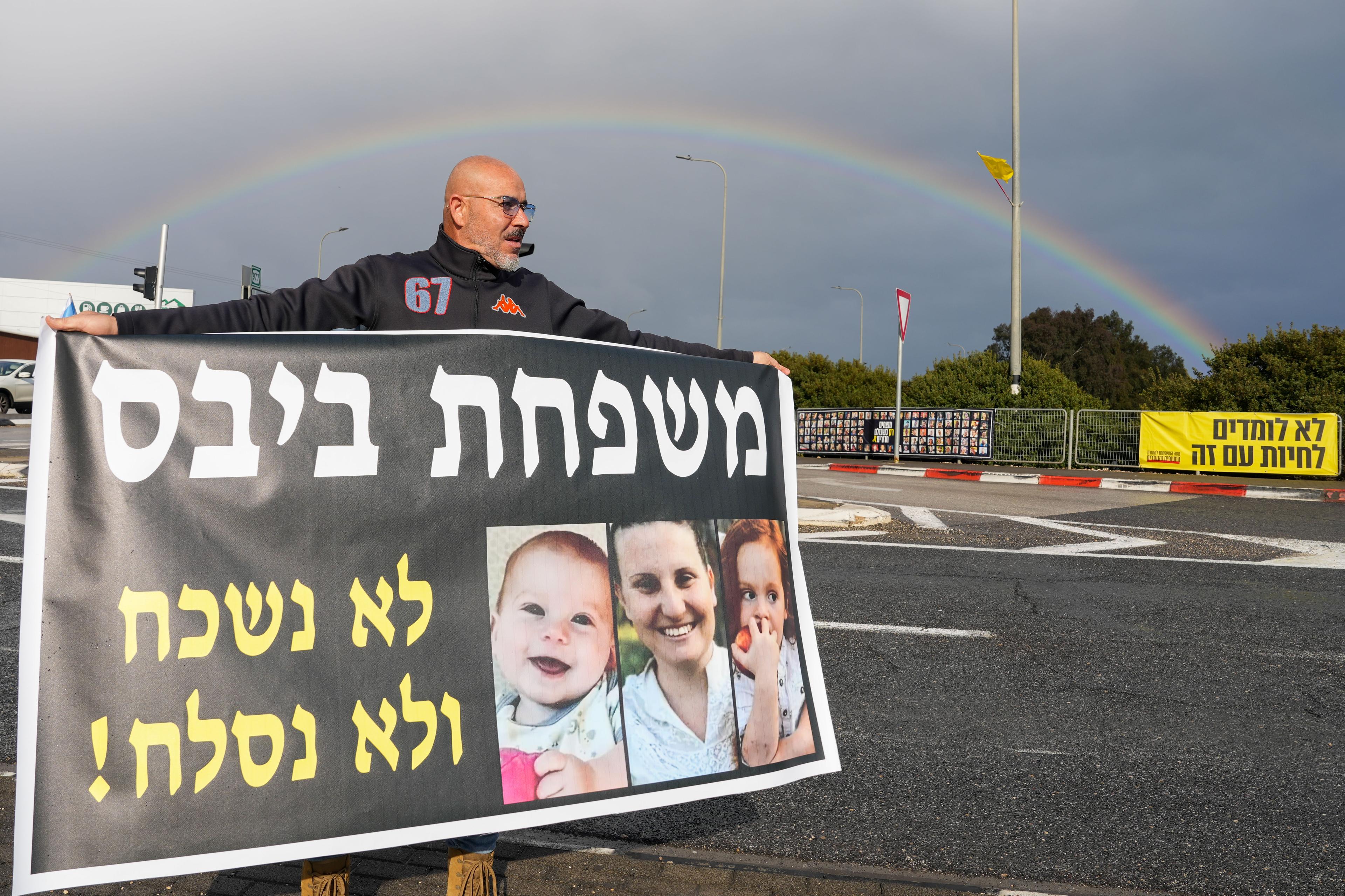 People in Northern Israel pay their respects to the four Israeli hostages who were released from Gaza today. February 20, 2025.