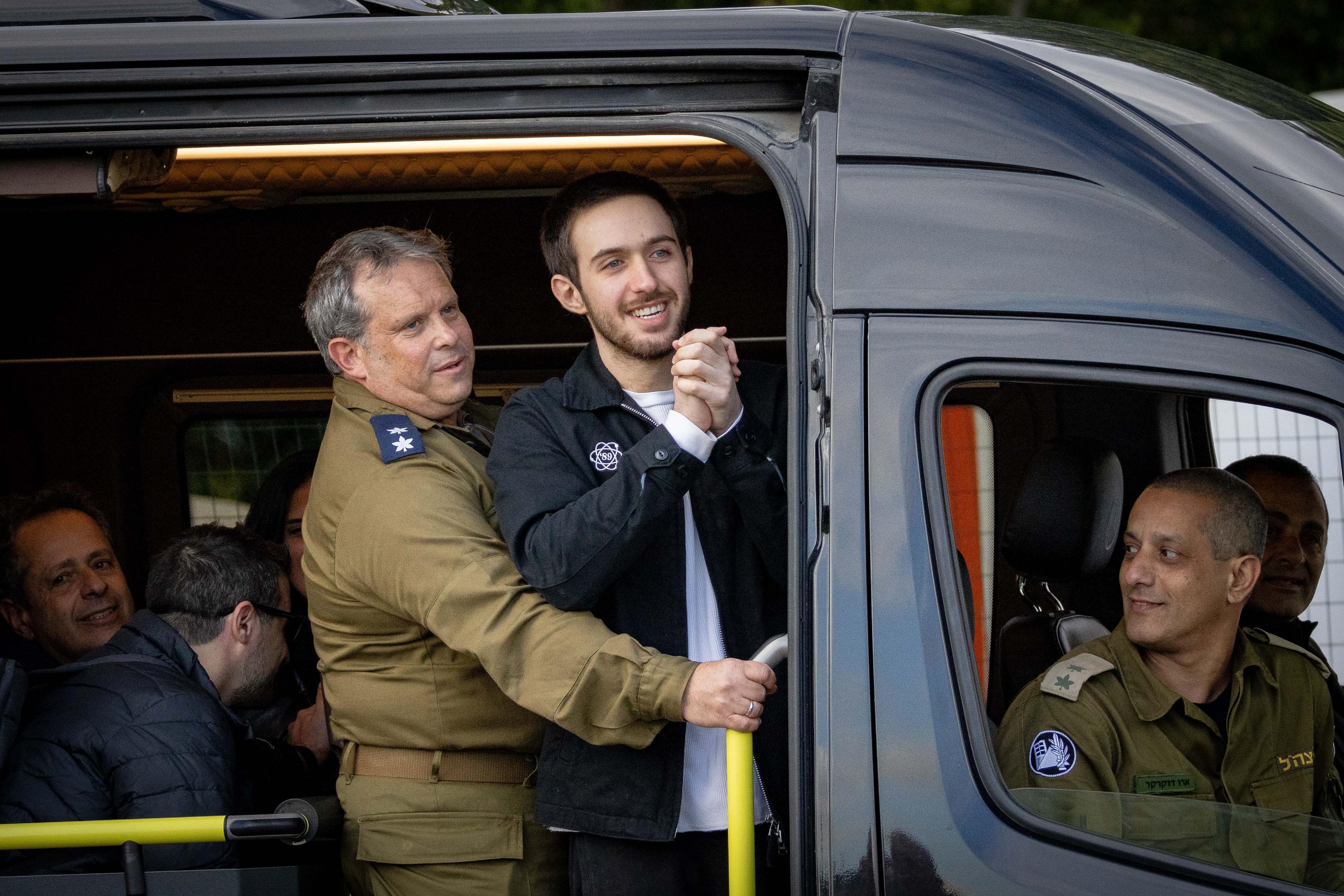  military helicopter with released hostages Eliya Cohen and Omer Shem Tov arrive at the Rabin Medical Center in Petah Tikva, February 22, 2025. 