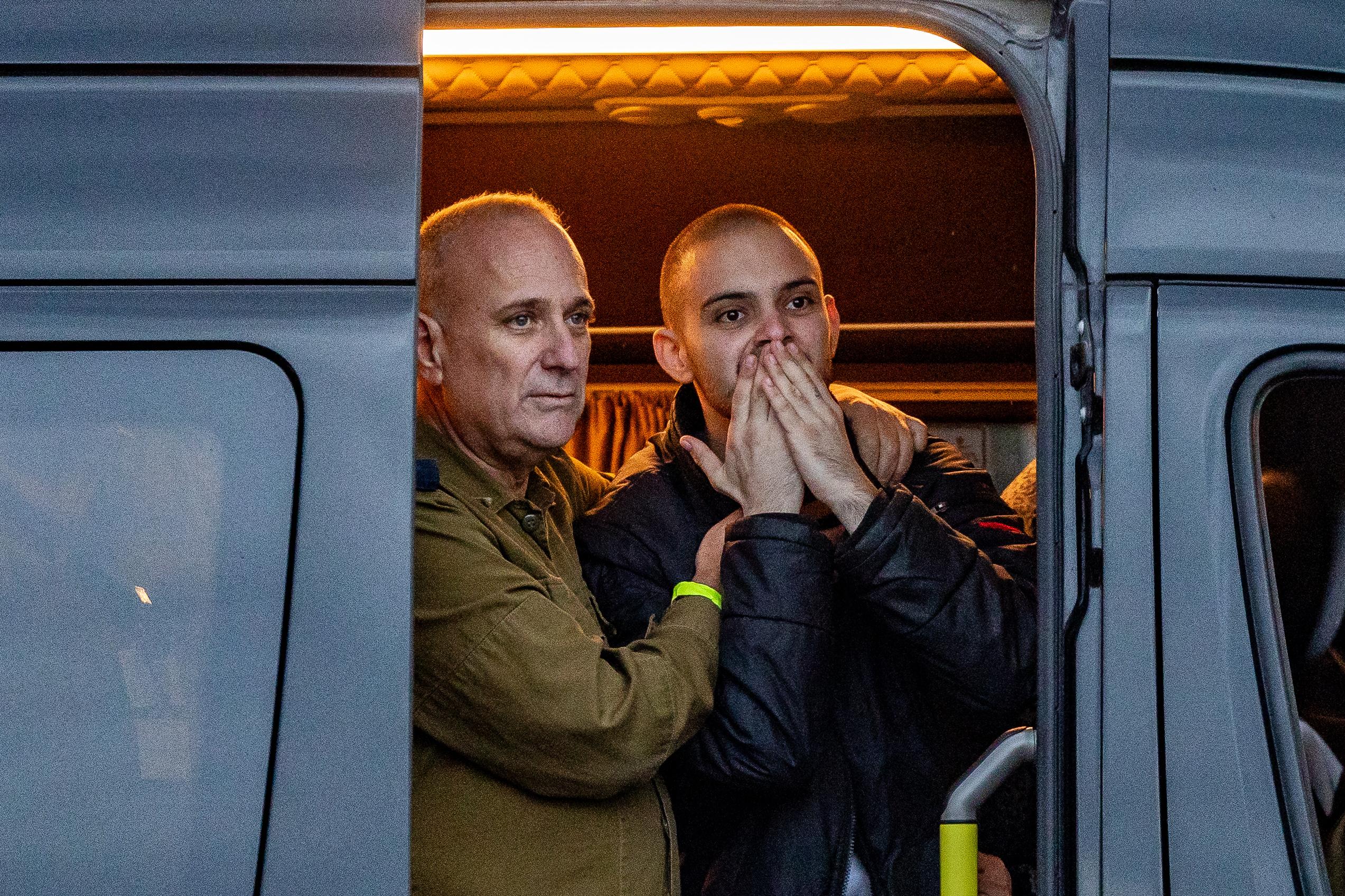 Released hostages Omer Wenkert arrives at the Rabin Medical Center in Petah Tikva, February 22, 2025.