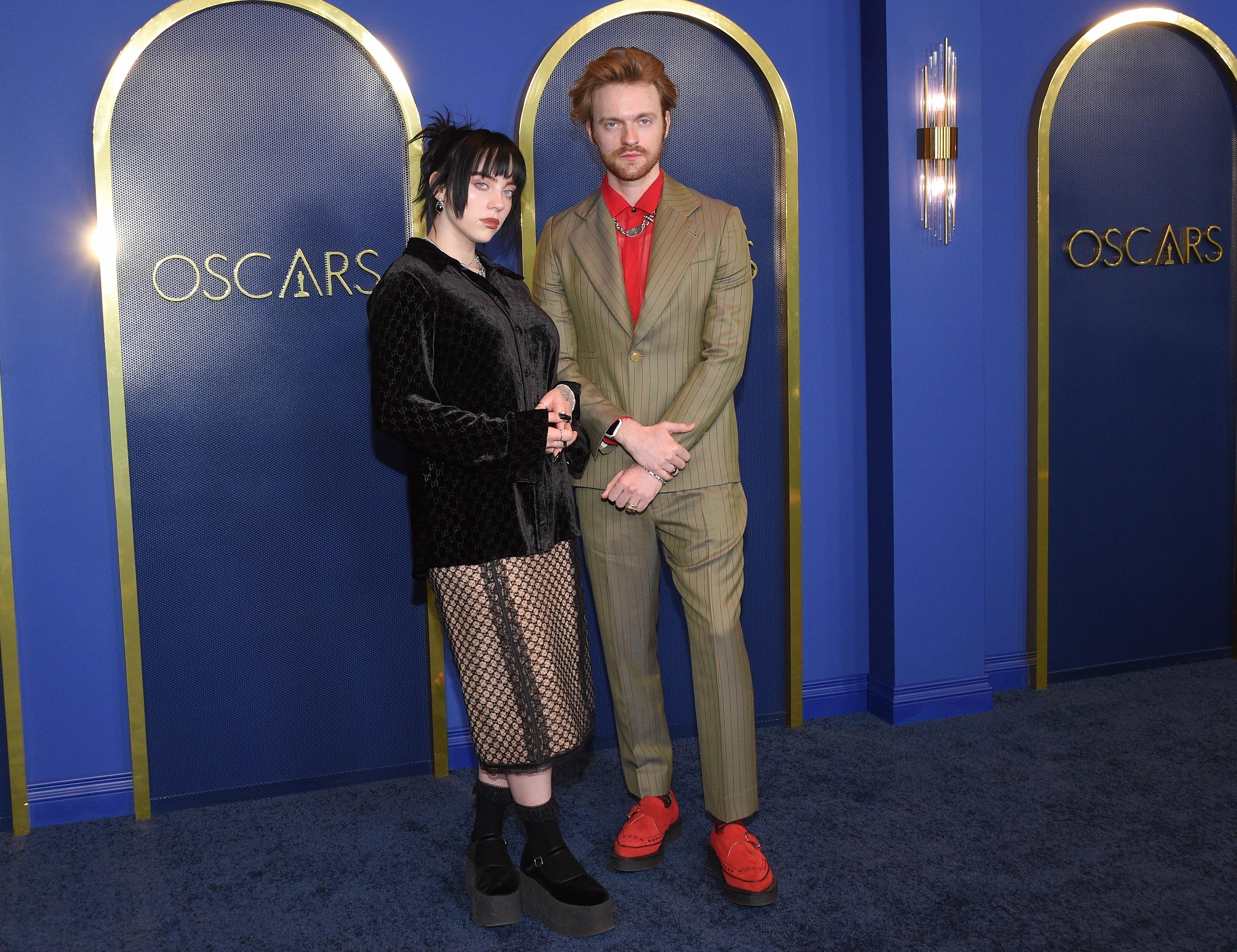 Billie Eilish and Finneas who previously wore pro Gaza pins