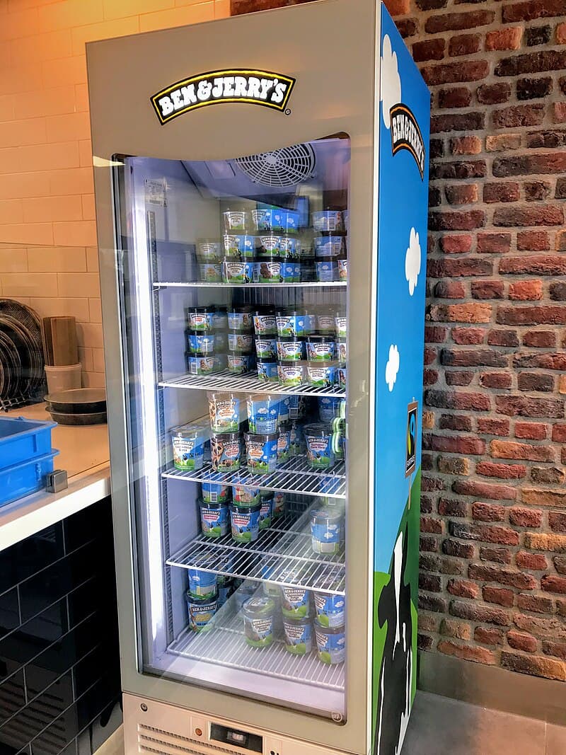 Ben and Jerry's ice cream freezer.