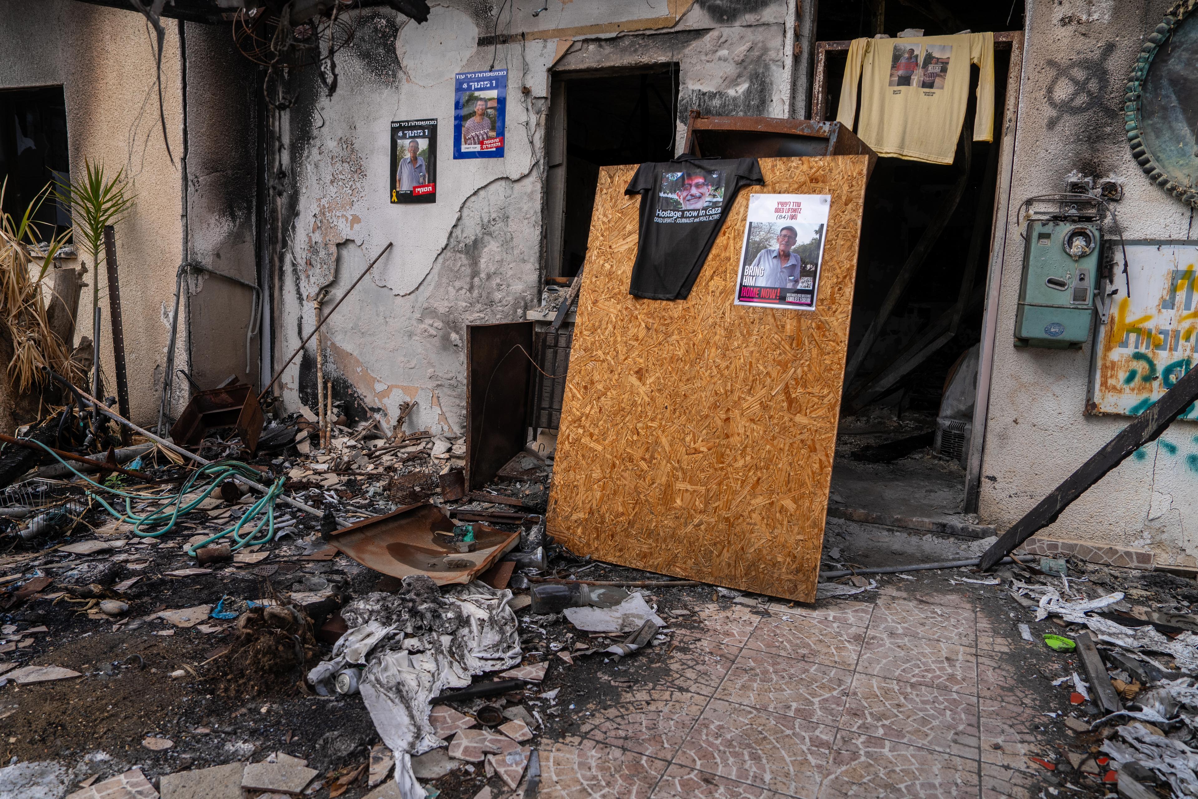 The destruction caused by Hamas terrorists in Kibbutz Nir Oz on October 7 massacre, near the Israeli-Gaza border, in southern Israel