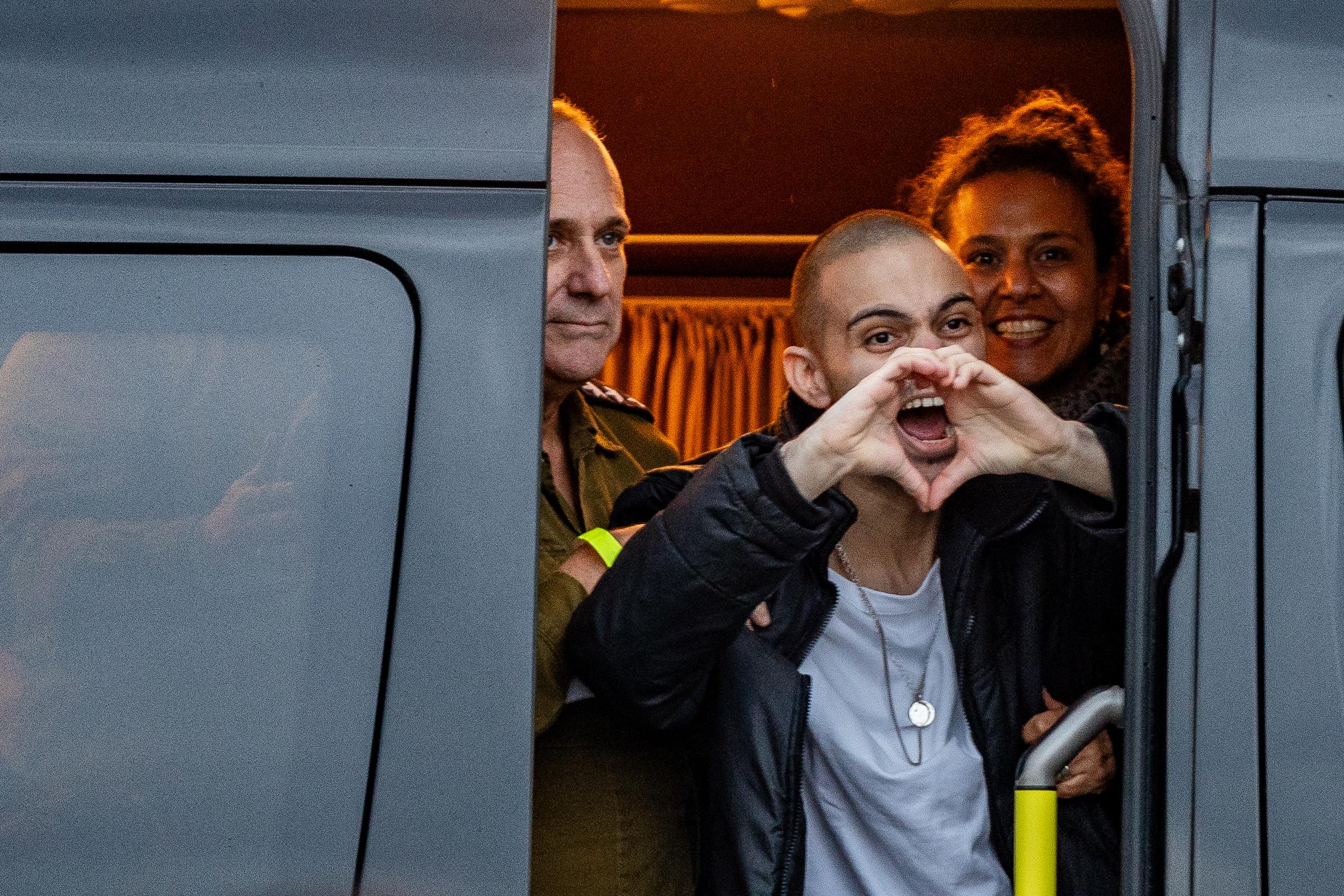 Released hostages Omer Wenkert arrives at the Rabin Medical Center in Petah Tikva, February 22, 2025