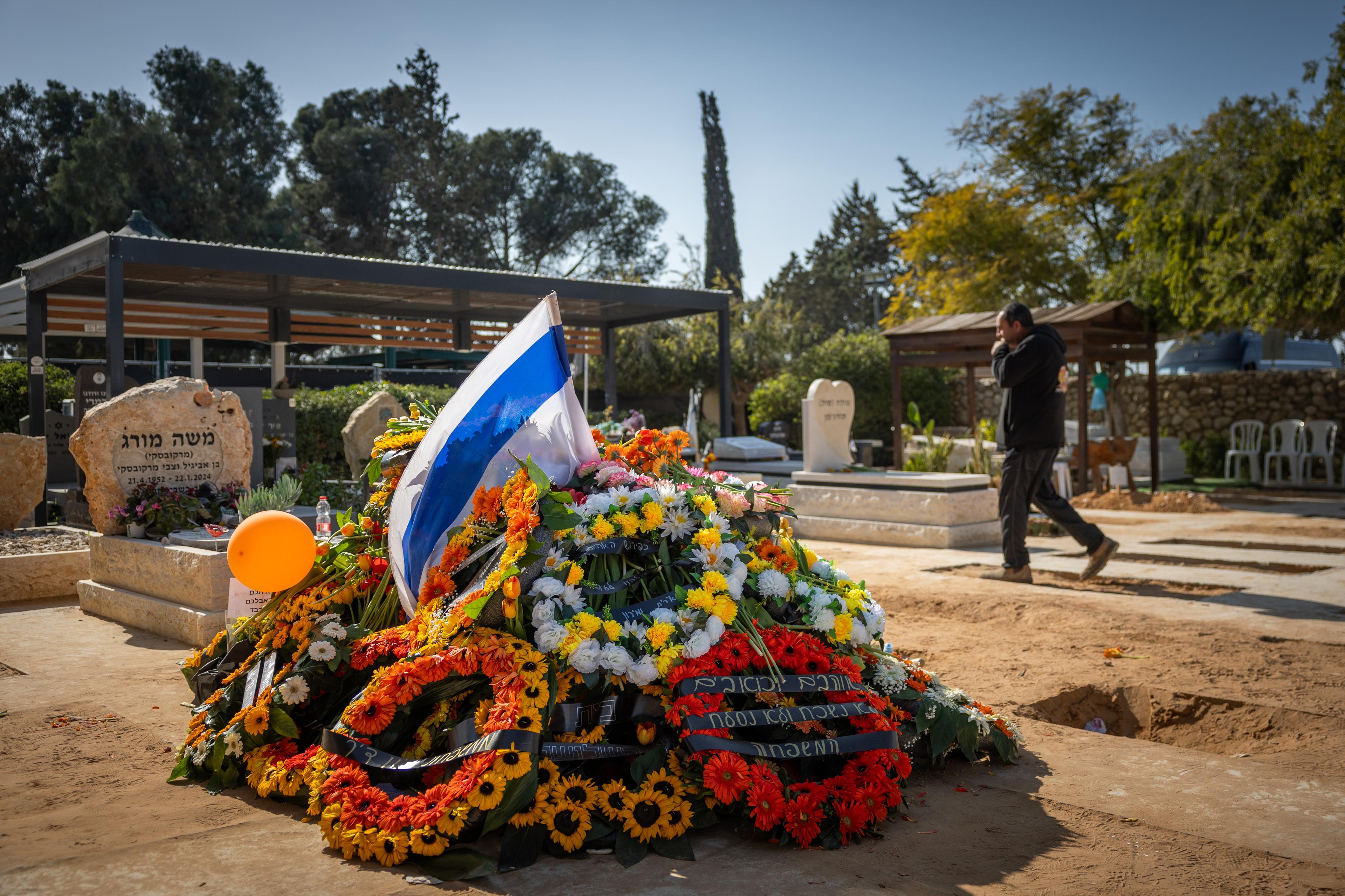 Wreaths laid for the slain Bibas family.