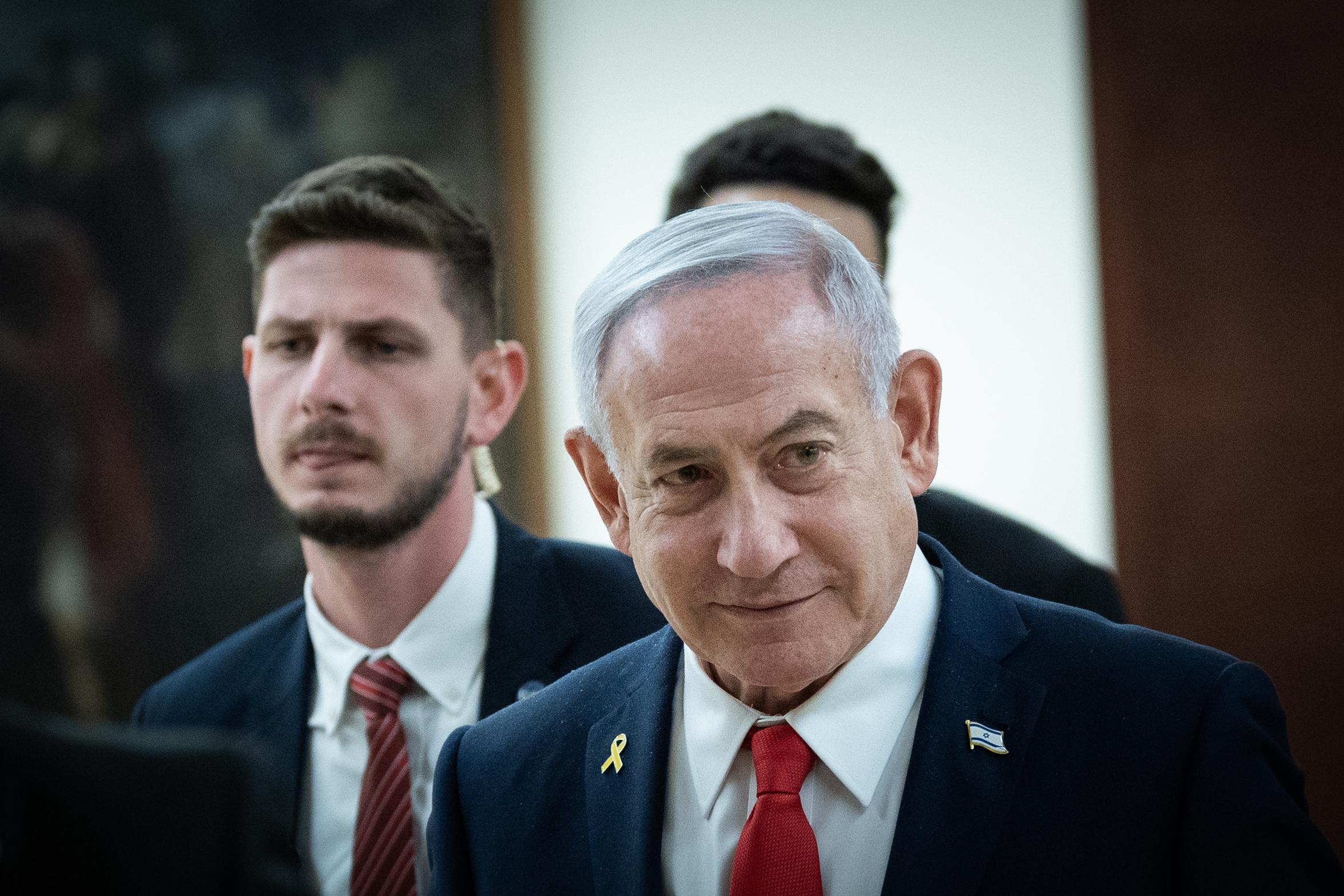 Reason to smile? Prime Minister Benjamin Netanyahu.