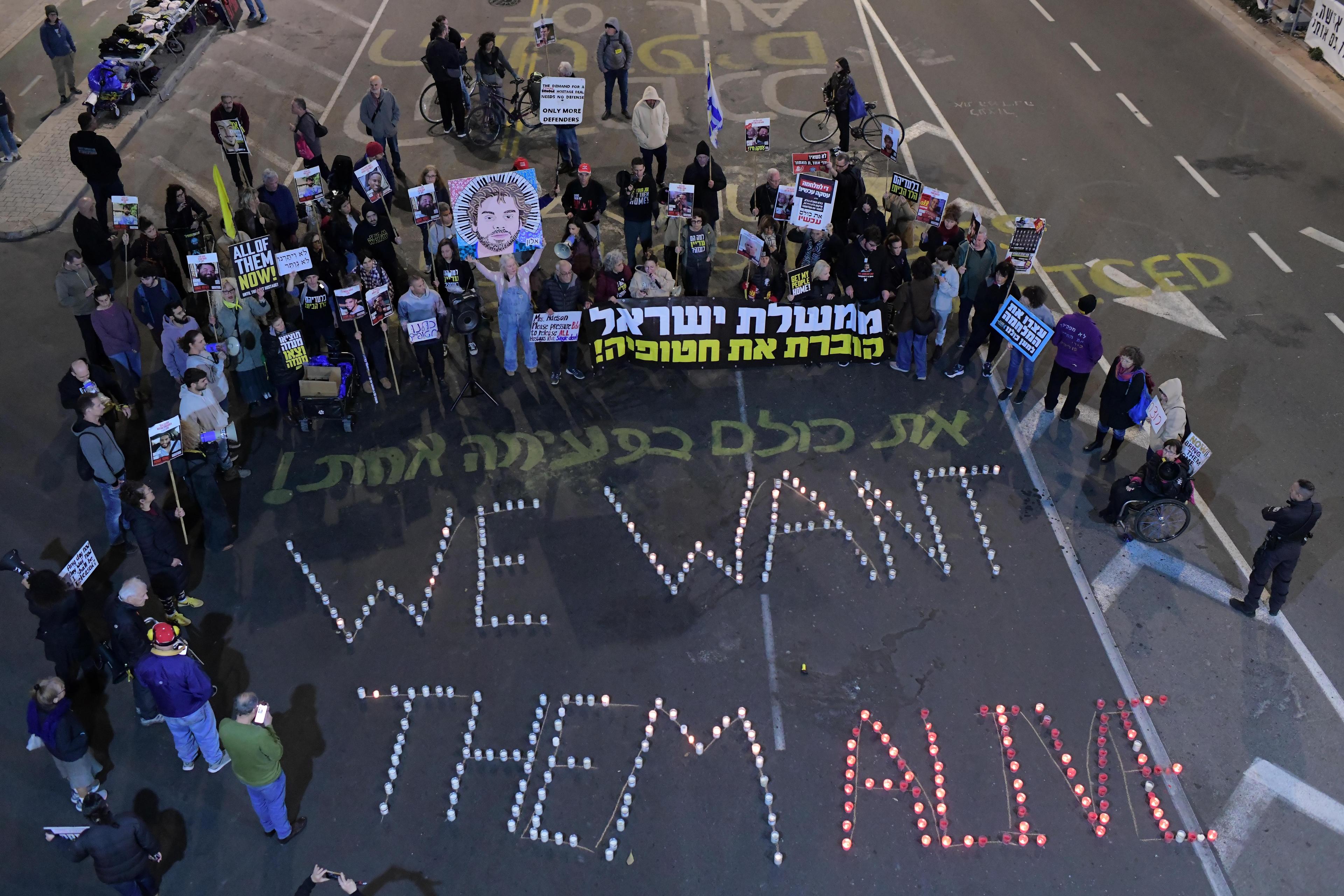 Protest for the hostages. Protest for the hostages.