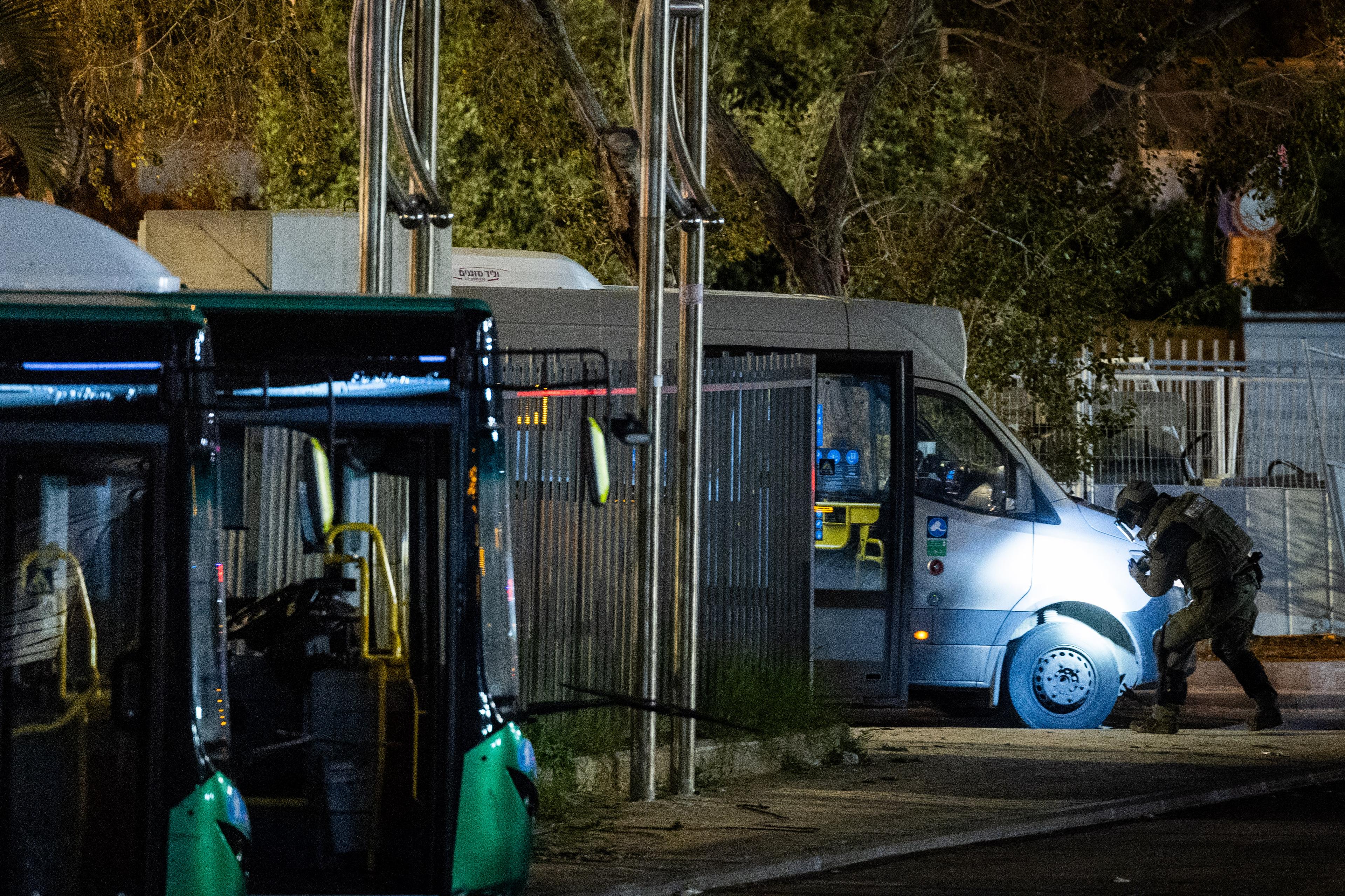 Police at the scene of a suspected terror attack in Bat Yam.