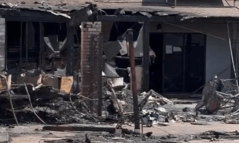 The Jewish center destroyed